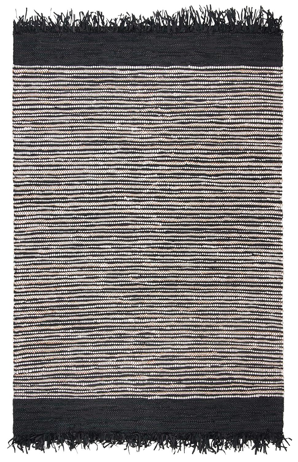 Vintage Leather VTL373 Hand Woven Indoor Area Rug - Black/Multi - 5'x8' - Safavieh.