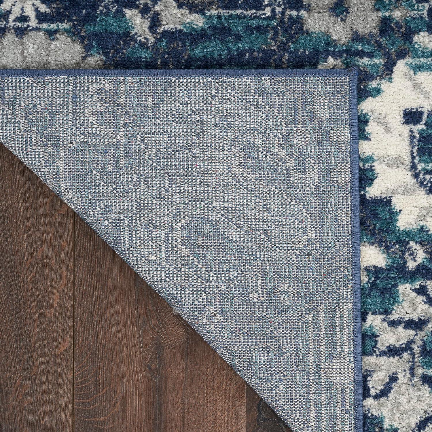 Boho Chic Denim Blue Floral 8' x 10' Easy-Care Area Rug