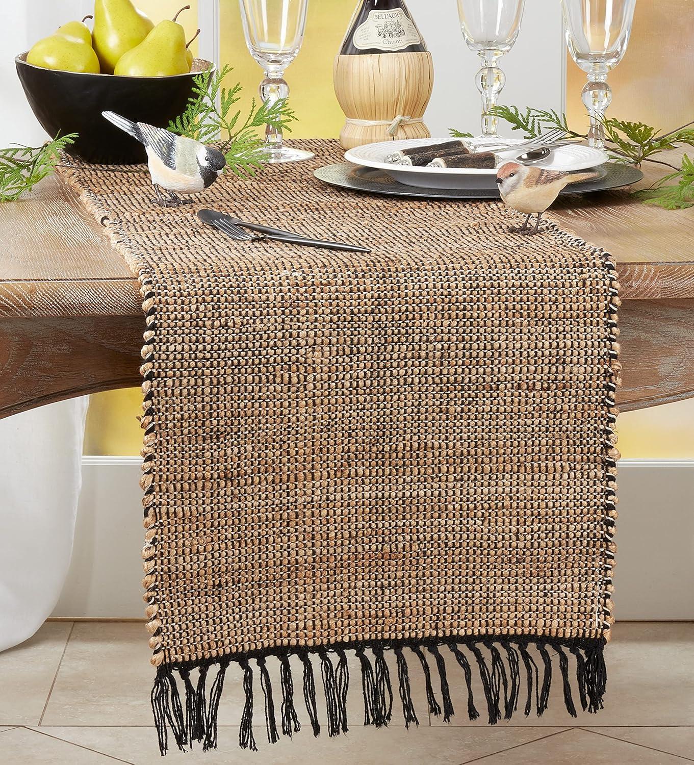 Saro Lifestyle Fringe Design Jute Table Runner