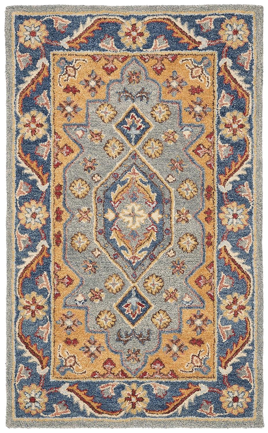 Antiquity AT504 Hand Tufted Area Rug - Blue/Gold - 3'x5' - Safavieh.