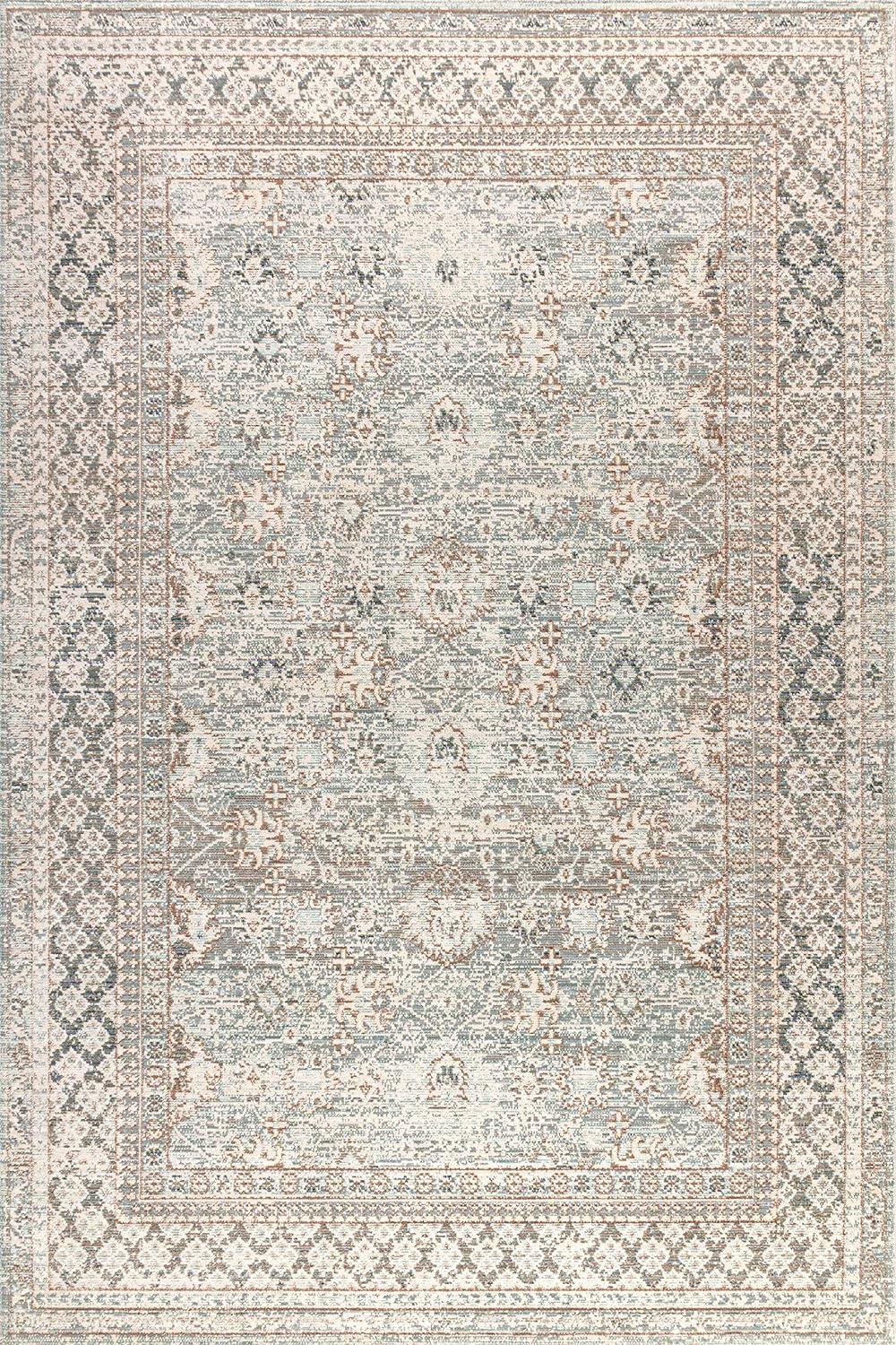 Elegant Argyle Light Blue/Ivory Synthetic 3x5 Area Rug