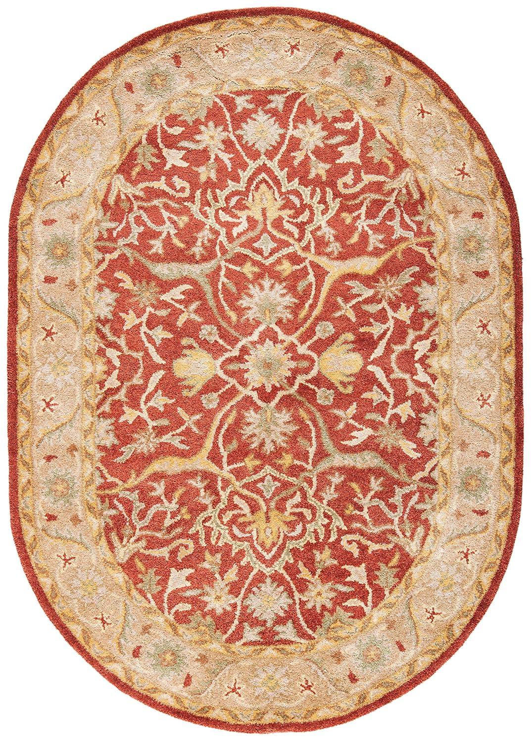 Antiquity AT14 Hand Tufted Indoor Area Rug - Rust - 7'6"x9'6" Oval - Safavieh