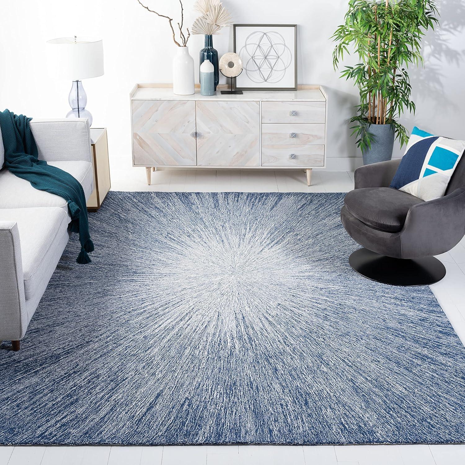 Leudbald Micro-Loop Hand Tufted Wool And Cotton With Latex Abstract Rug