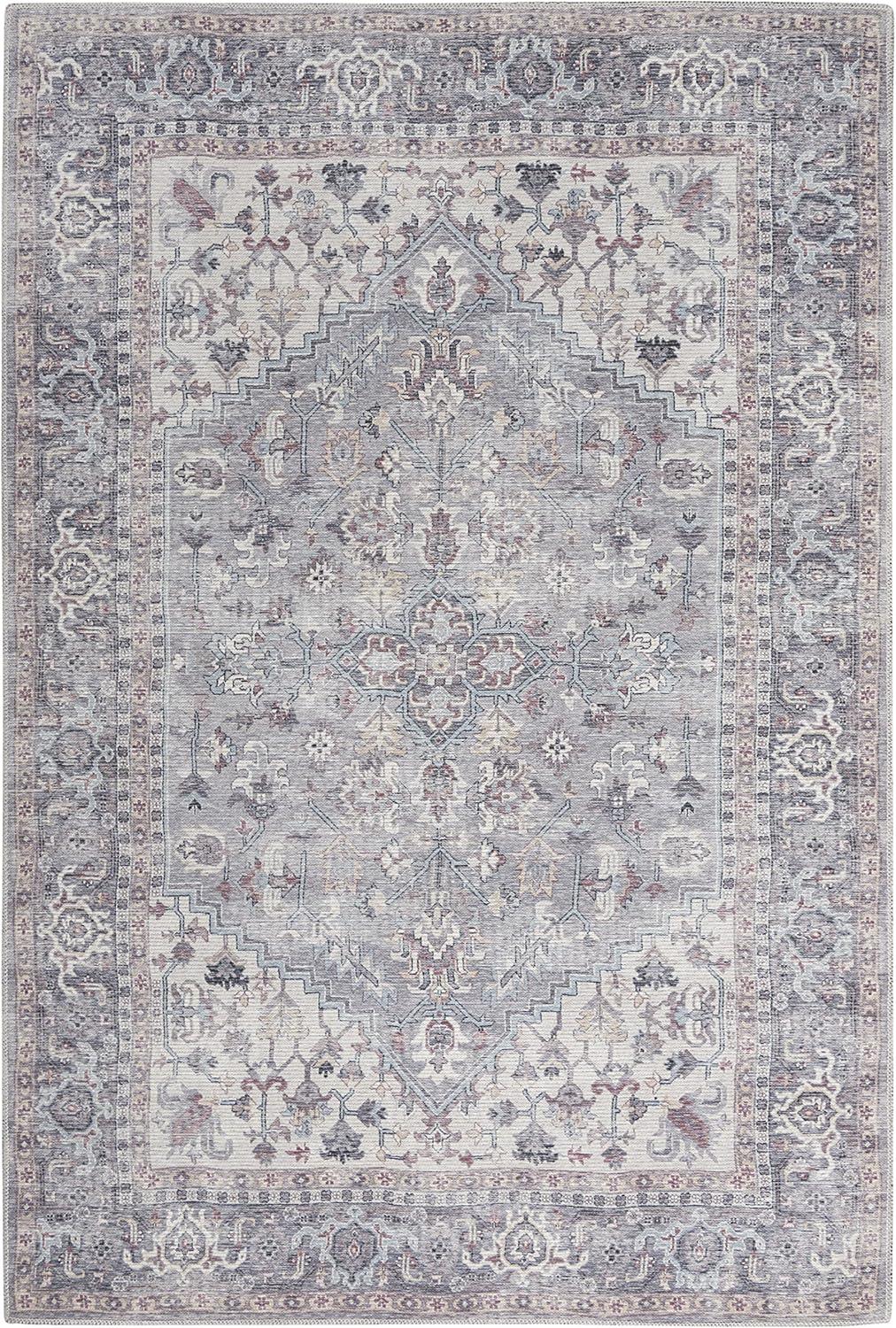 Machine Washable Oriental Gray Area Rug