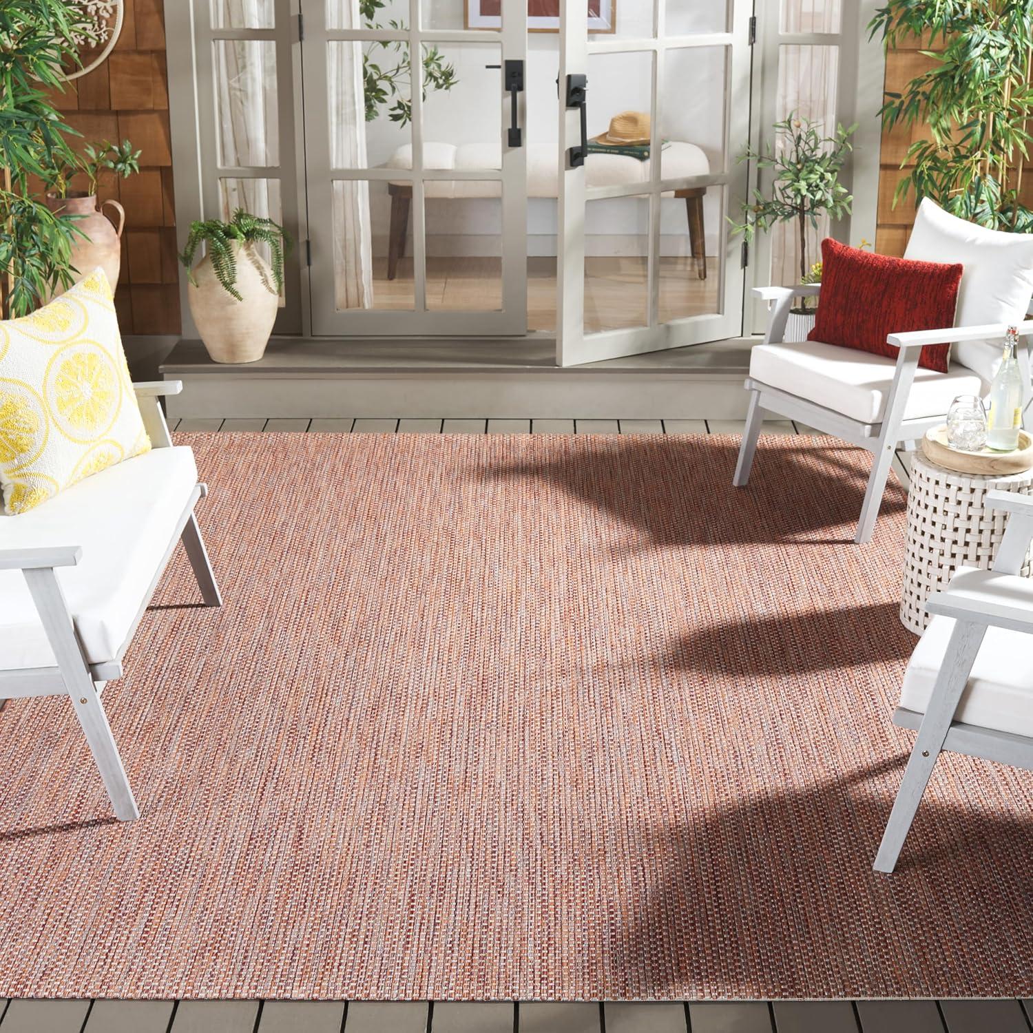 Courtyard CY8521 Power Loomed Indoor/Outdoor Area Rug - Red/Beige - 6'7"x6'7" - Safavieh.