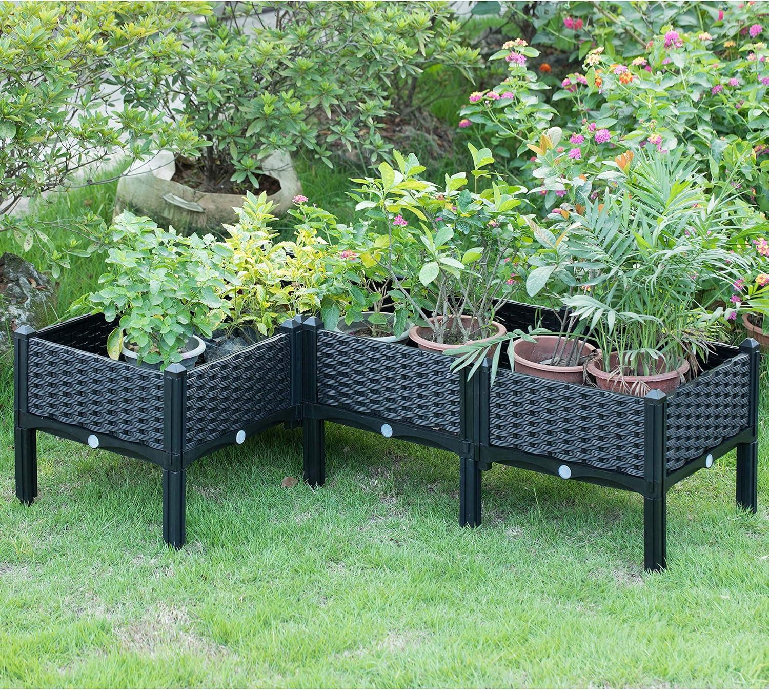 Rattan Raised Garden Bed Flower Planter