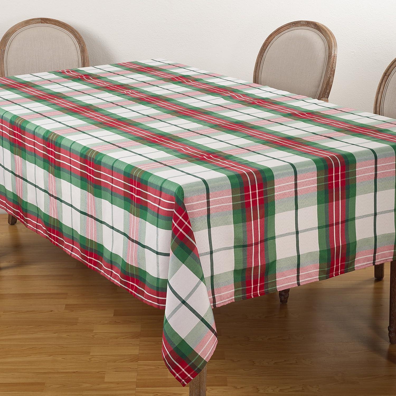 Holiday Plaid Rectangular Polyester Tablecloth, 70" x 104", Multicolor