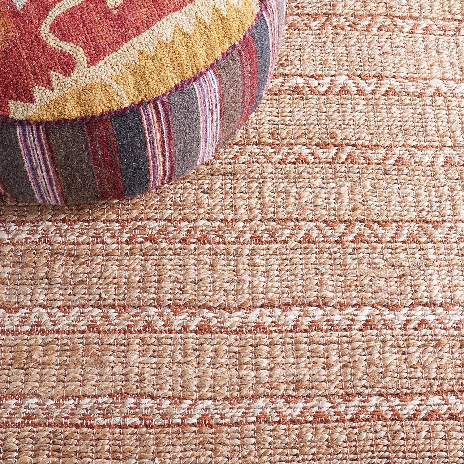 Natural Fiber NFB655 Power Loomed Area Rug - Rust/Natural - 4'x6' - Safavieh.
