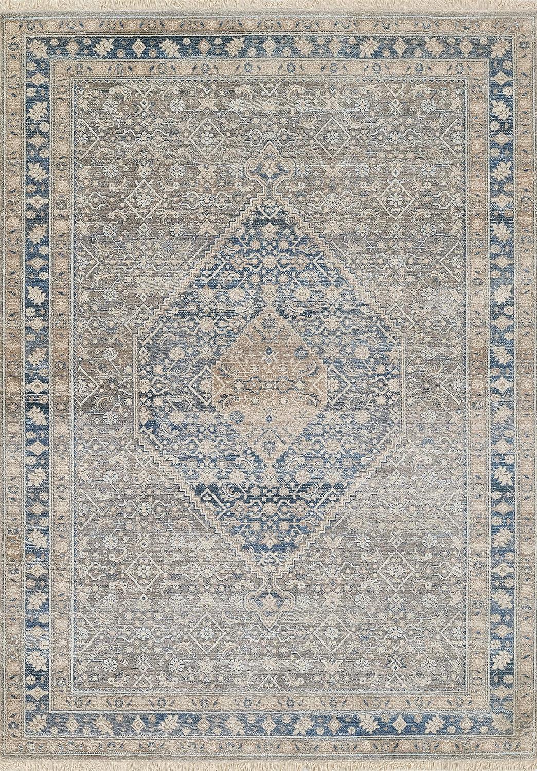 Momeni Izmir Polyester Medallion Blue Area Rug 8' X 10'