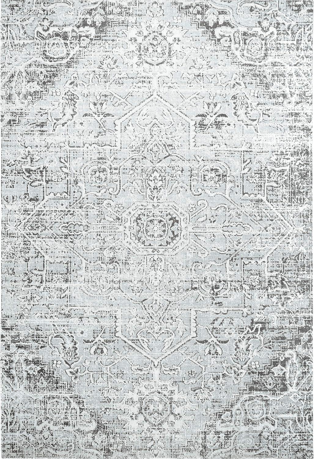 Nicole Miller New York Patio Sofia Medallion Indoor/Outdoor Area Rug, Light Grey/Dark Grey