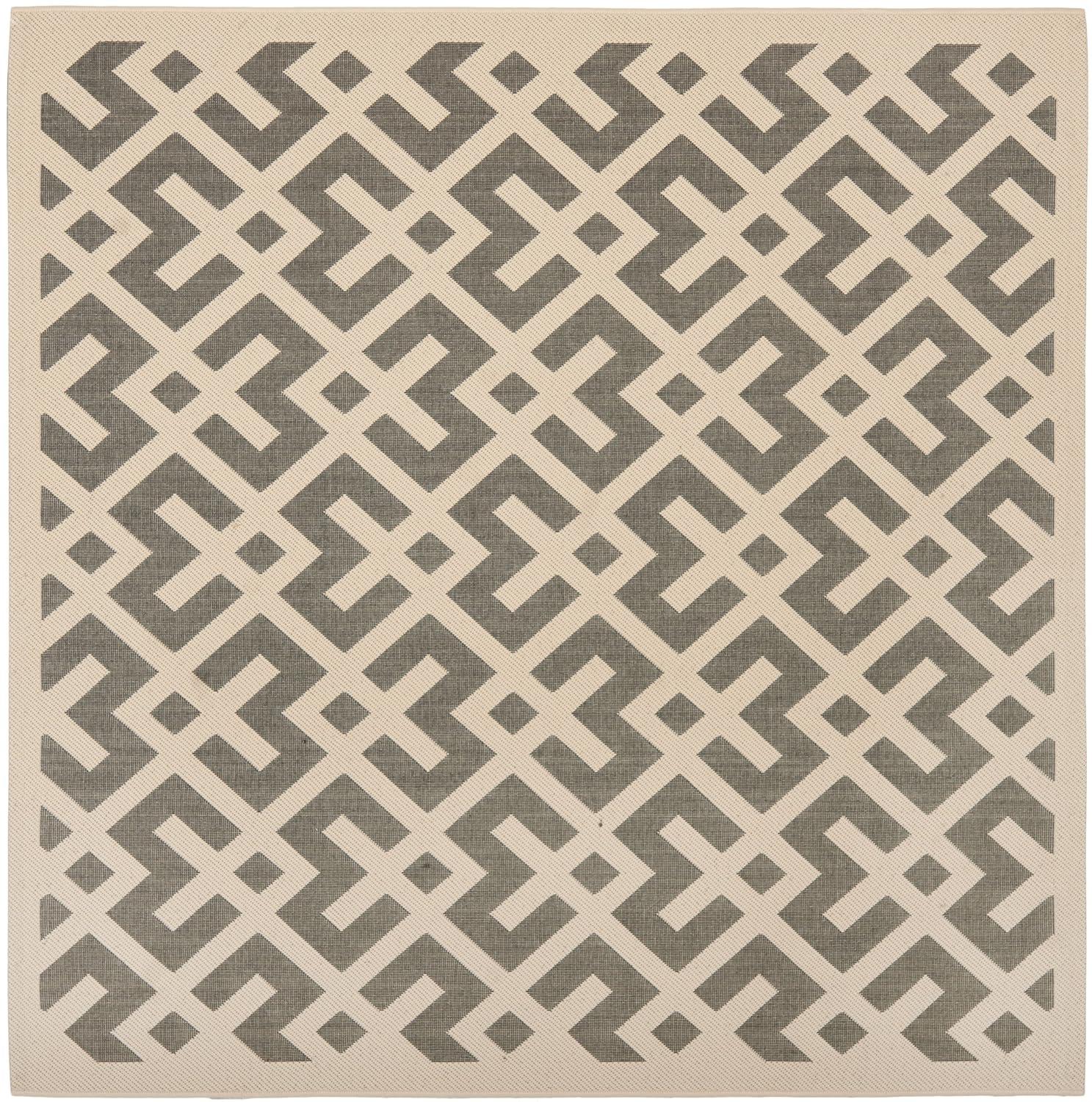 Courtyard CY6915 Power Loomed Indoor and Outdoor Area Rug - Grey/Bone - 6'7"x6'7" - Safavieh