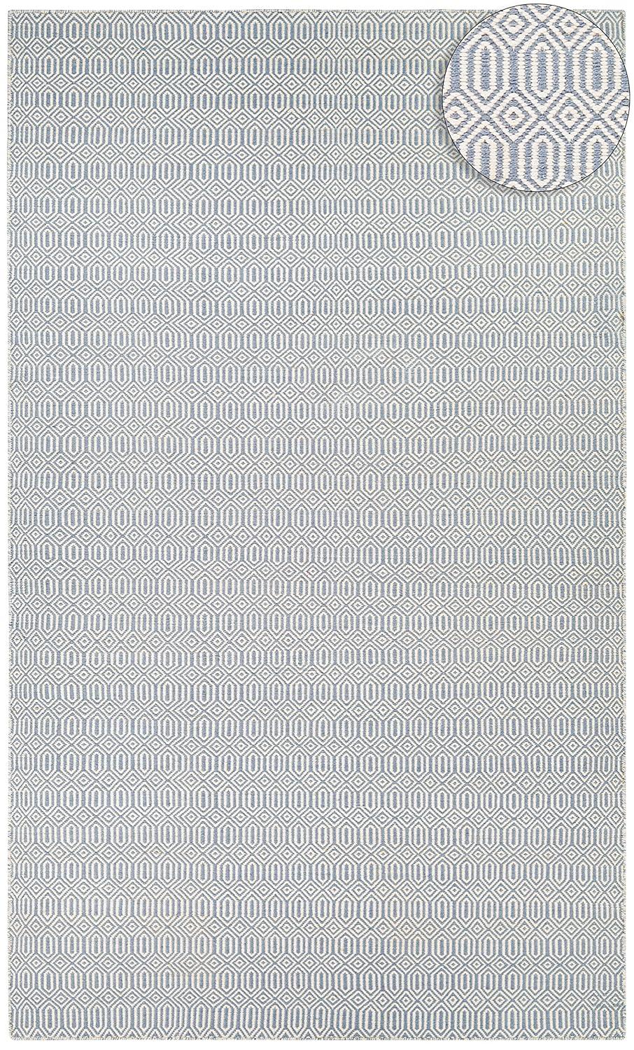 Hand-Woven Denim Blue Rectangular Outdoor Rug, 3' x 5', PET Polyester