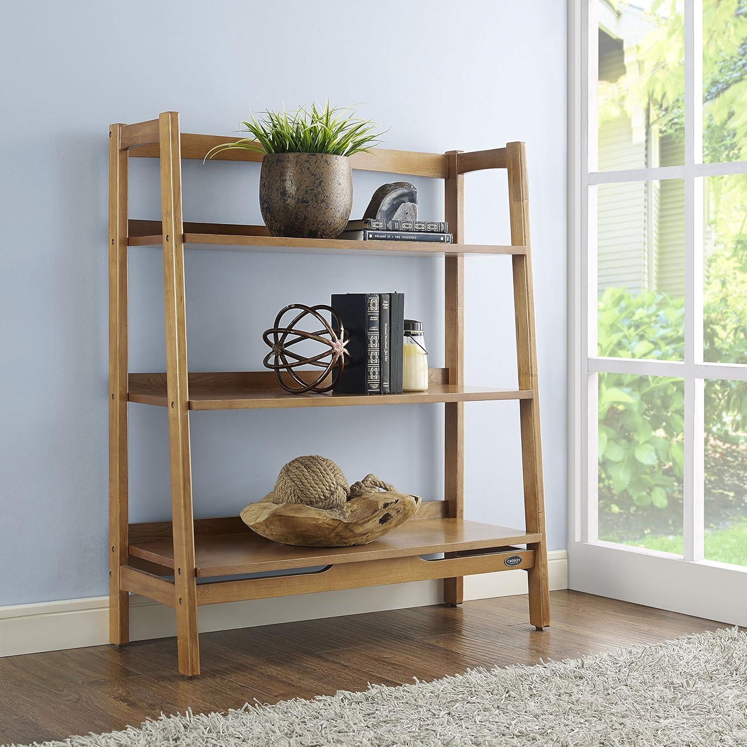 Landon Light Brown Wood Ladder Bookcase