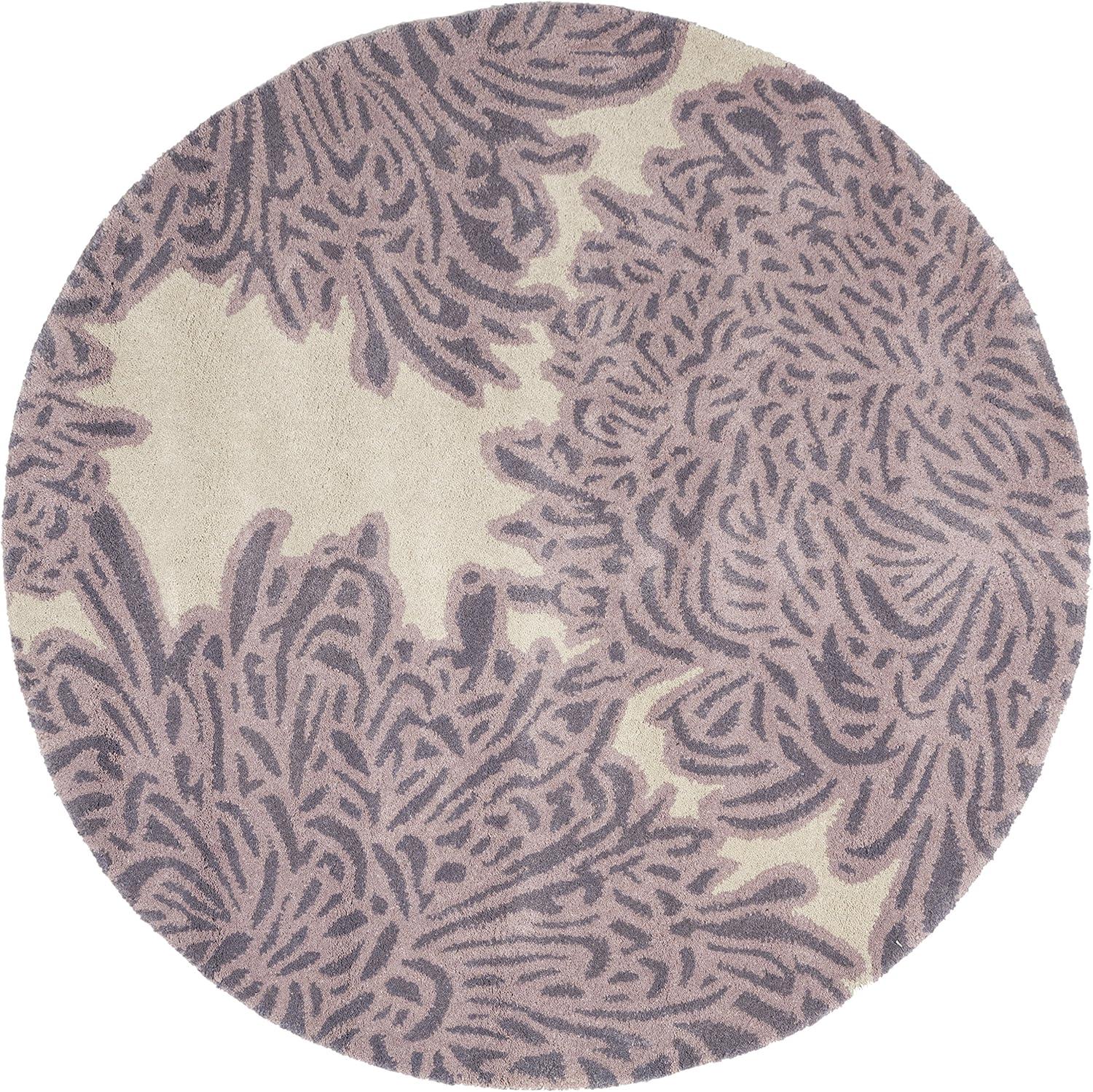 Chrysanthemum Hand-Tufted Wool Purple/Beige Area Rug