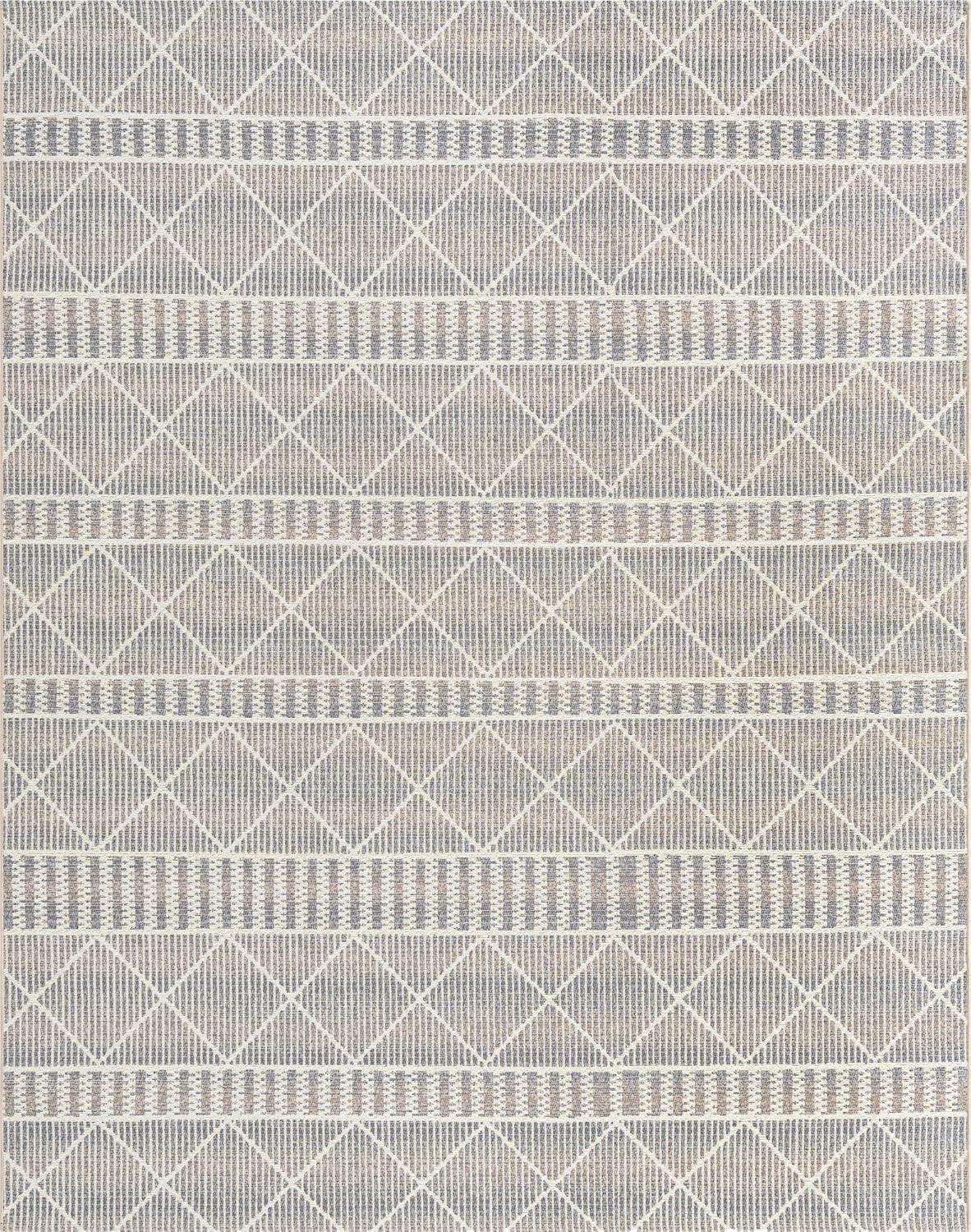 Gray Trellis Pattern Rectangular Outdoor Rug 8' x 10'