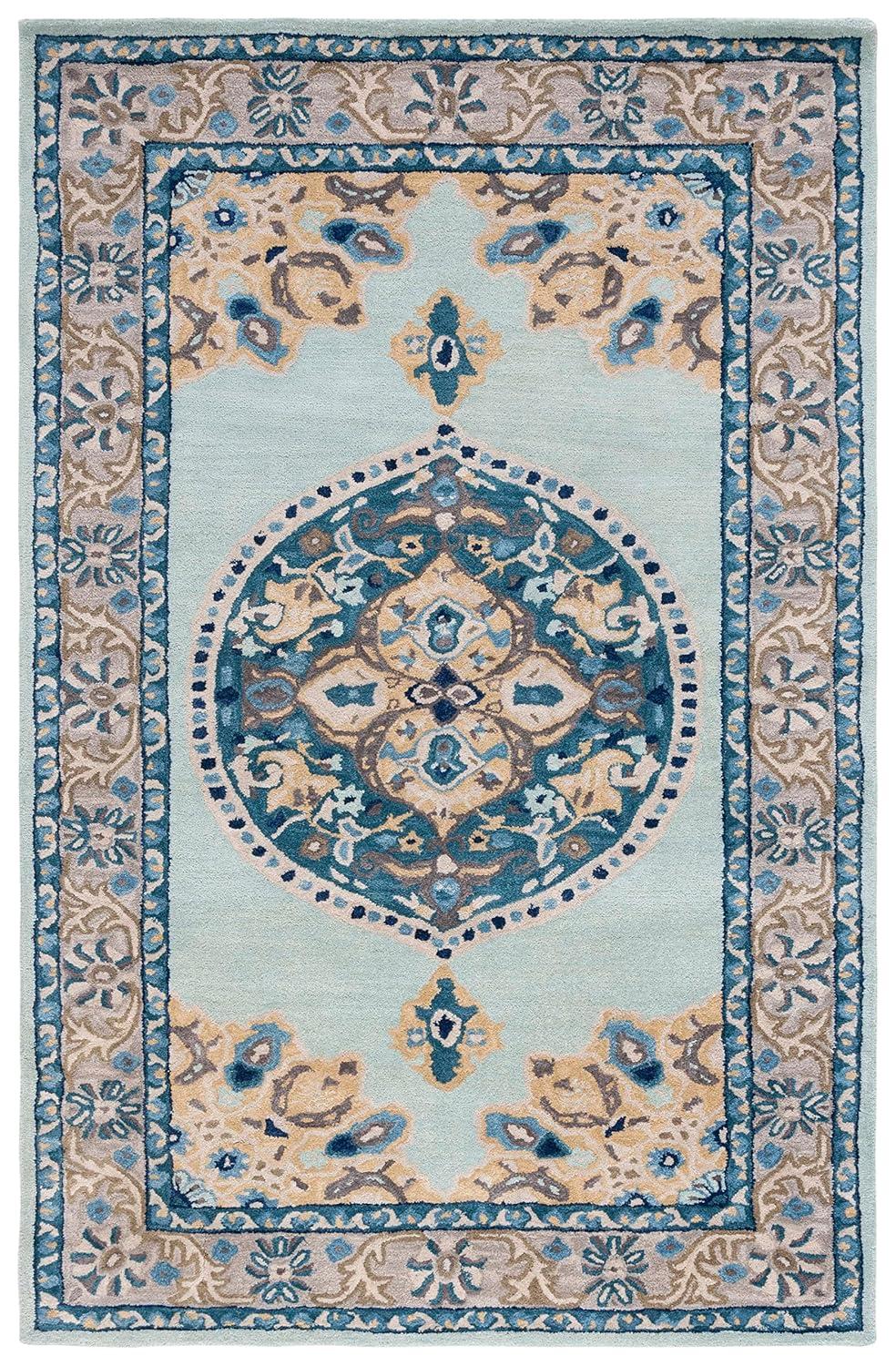 Antiquity AT66 Hand Tufted Indoor Area Rug - Turquoise/Silver - 8'x10' - Safavieh