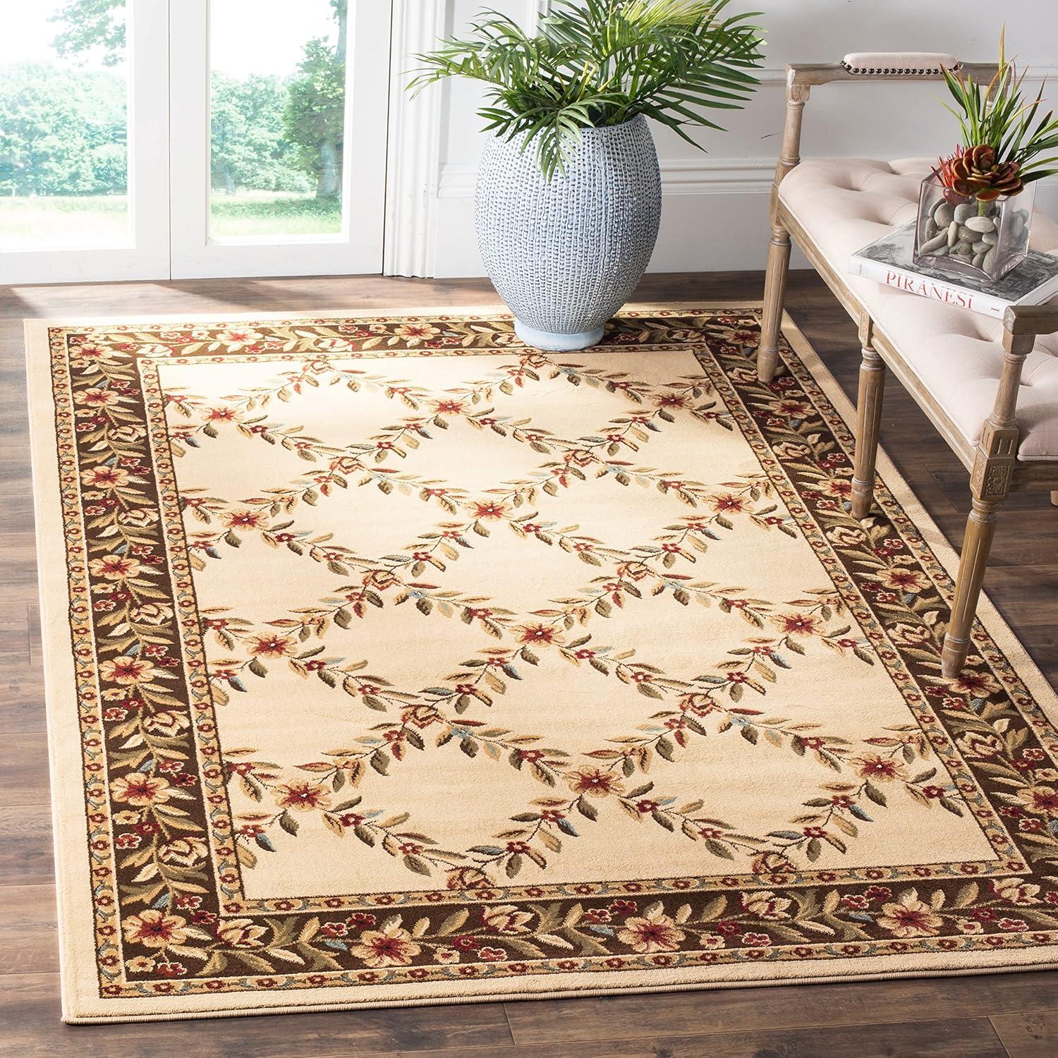 Lyndhurst LNH557 Power Loomed Area Rug - Black/Brown - 8'9"x12' - Safavieh