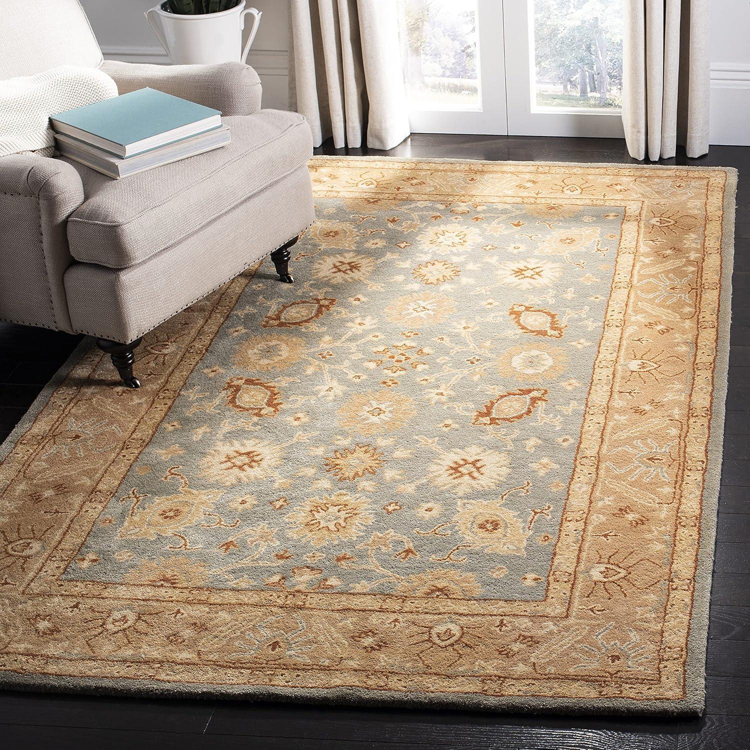 Elegance Reimagined 36" Round Tufted Wool Accent Rug in Blue