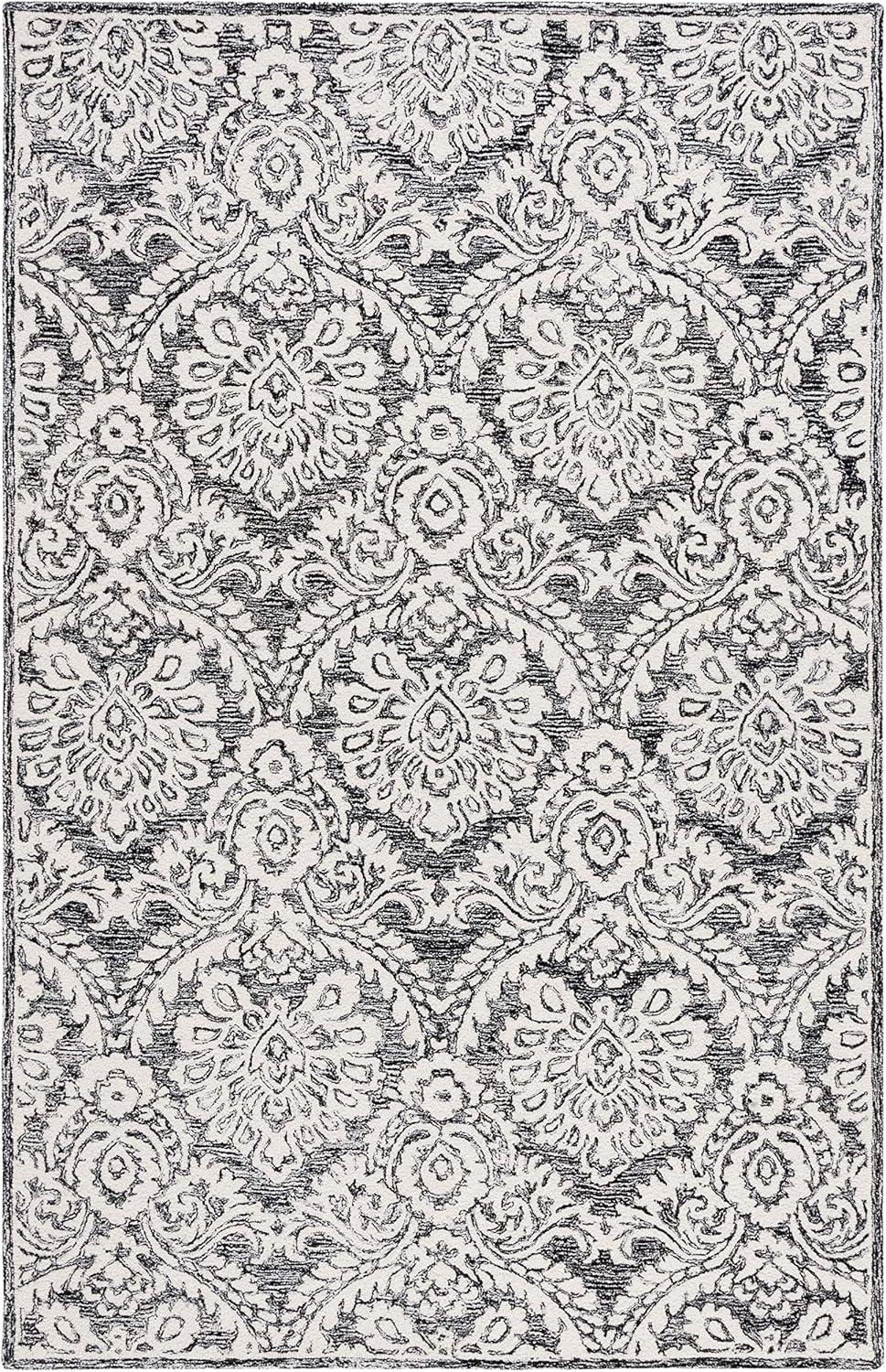 Blossom BLM106 Hand Tufted Indoor Area Rug - Navy/Ivory - 8'x10' - Safavieh