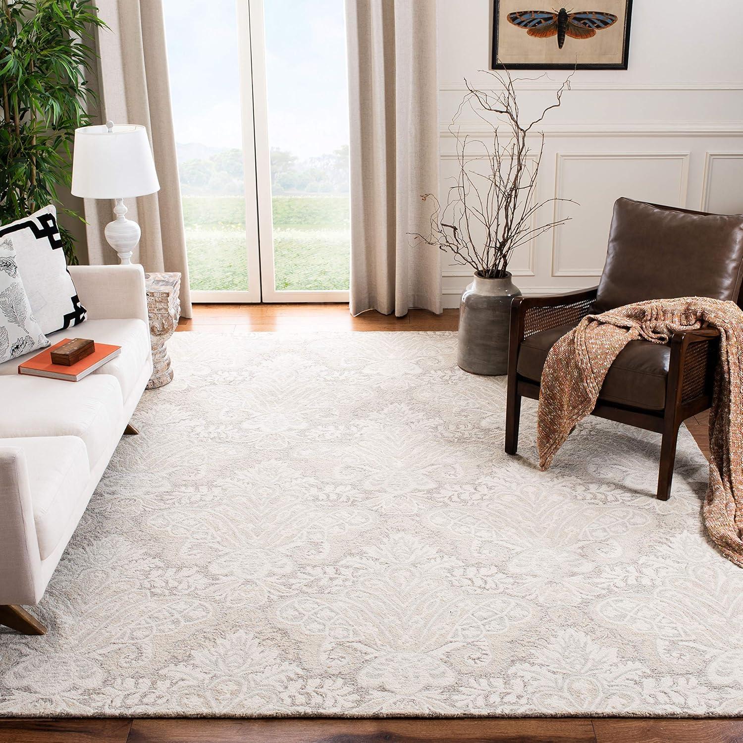 Micro-Loop MLP539 Hand Tufted Area Rug - Beige - 5'x5' - Safavieh.