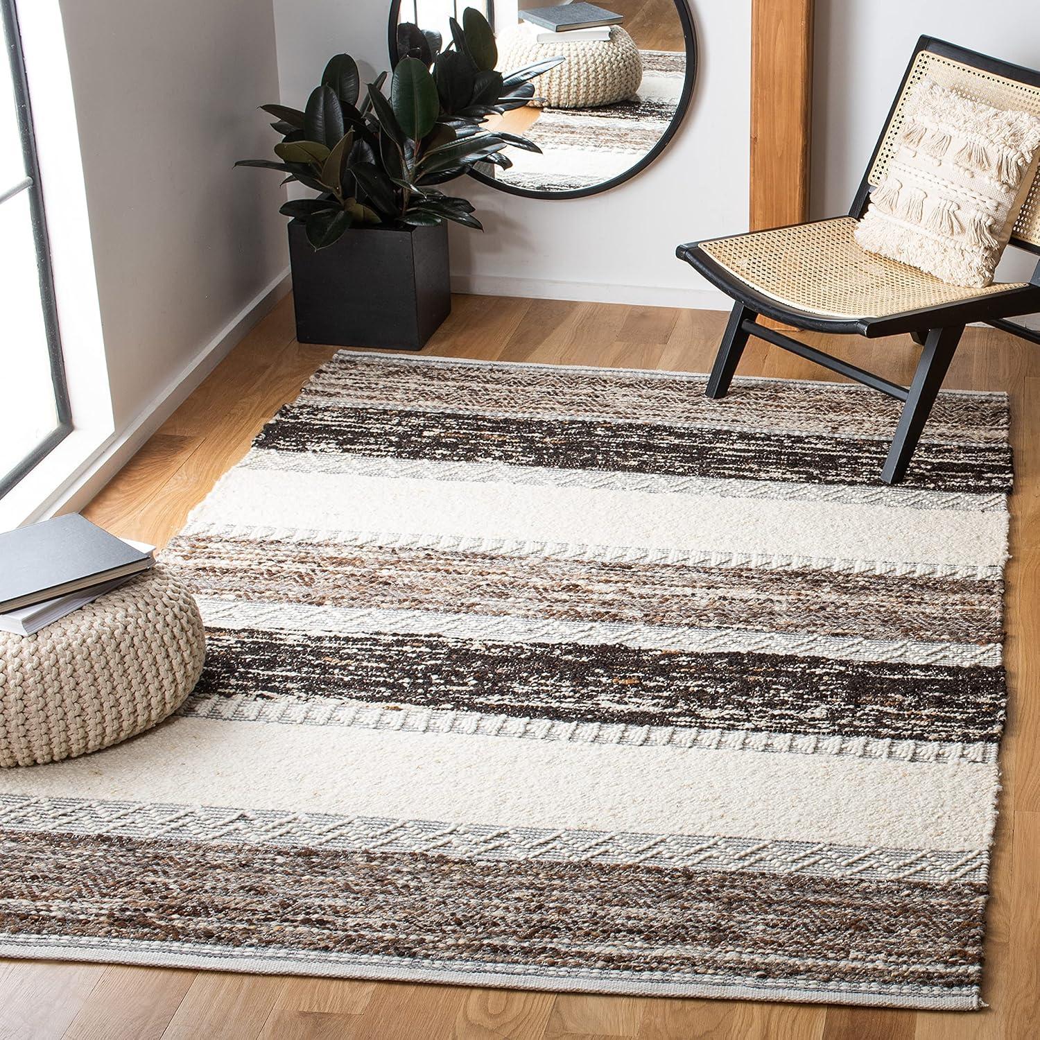 Mercury Row® Pante Macassar Southwestern Hand-Woven Cotton/Wool Brown/Ivory/Black Area Rug