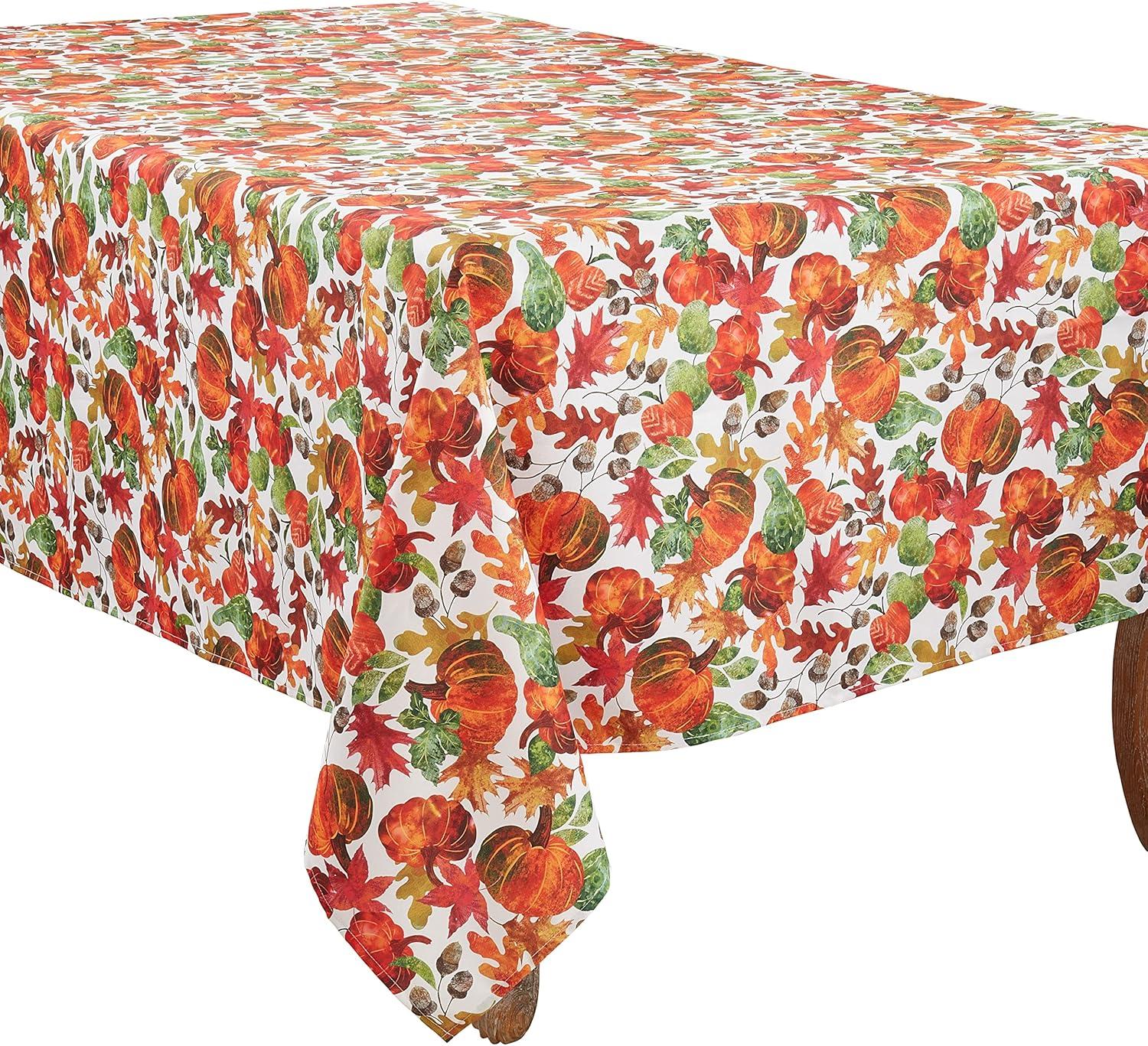 Saro Lifestyle Pumpkin Foliage Printed Tablecloth