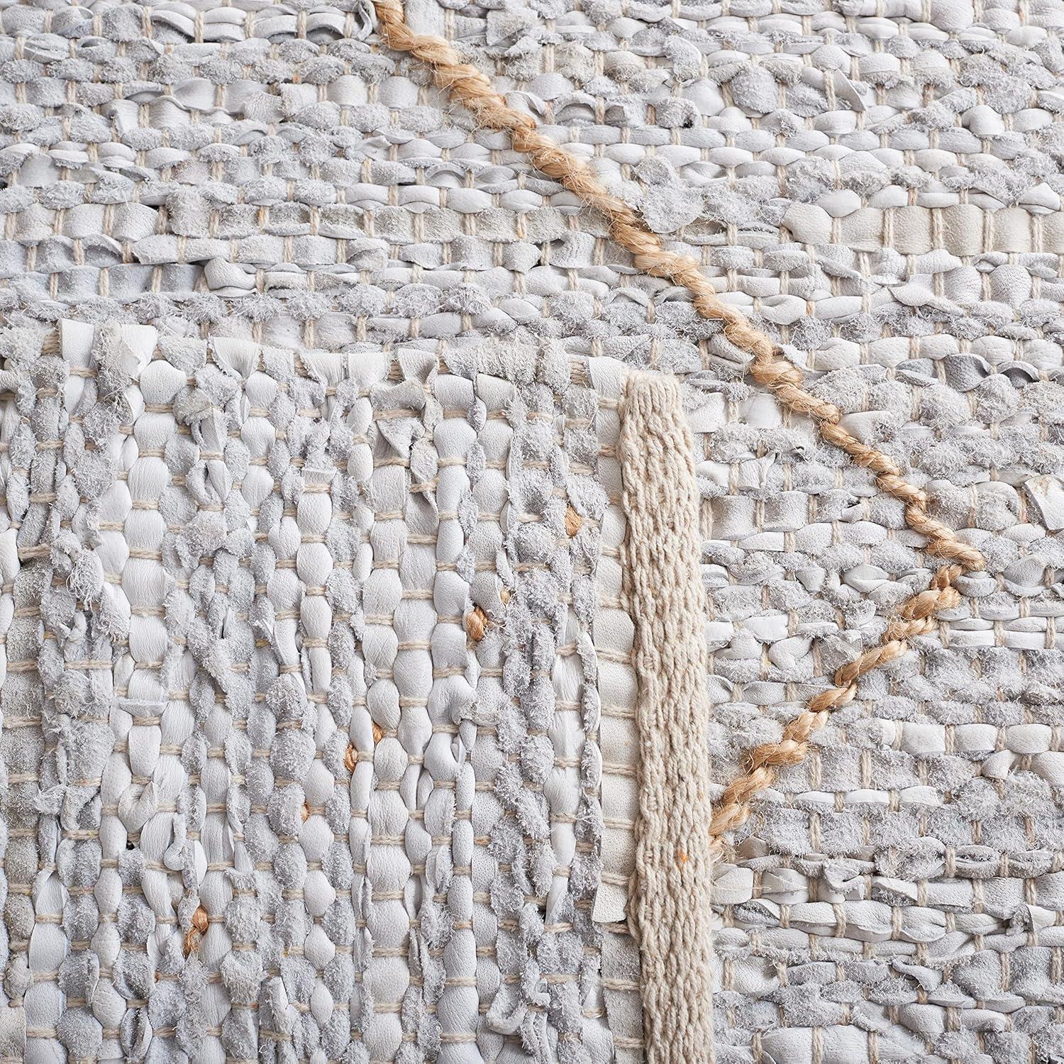 Vintage Leather VTL803 Hand Woven Area Rug - Light Grey/Natural - 3'x5' - Safavieh.