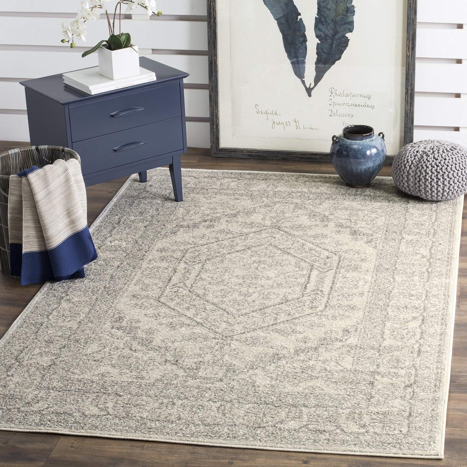 Adirondack ADR108 Power Loomed Area Rug - Ivory/Silver - 6'x9' - Safavieh.