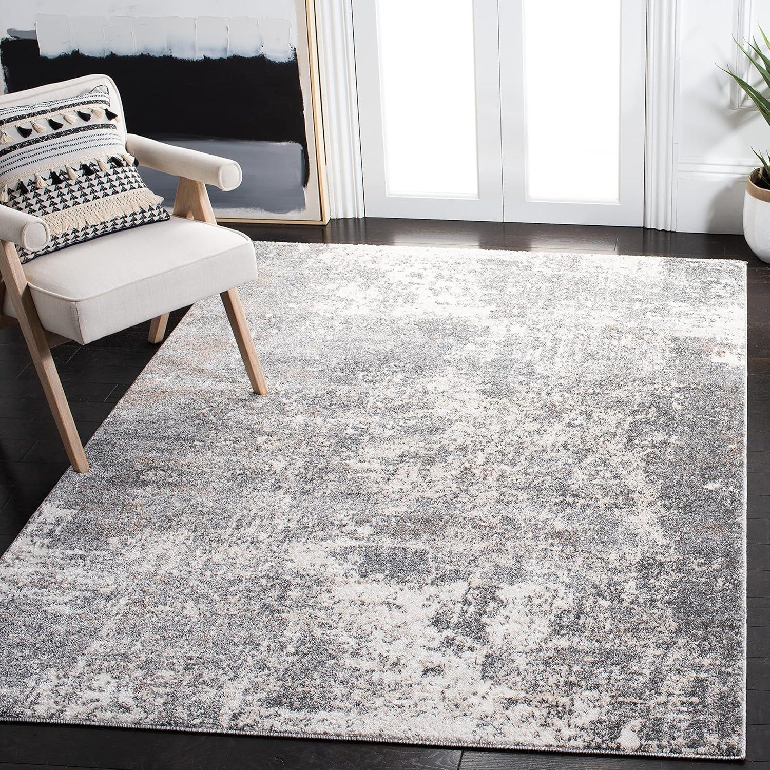 Aston ASN705 Power Loomed Indoor Accent Rug - Grey/Ivory - 4'x6' - Safavieh