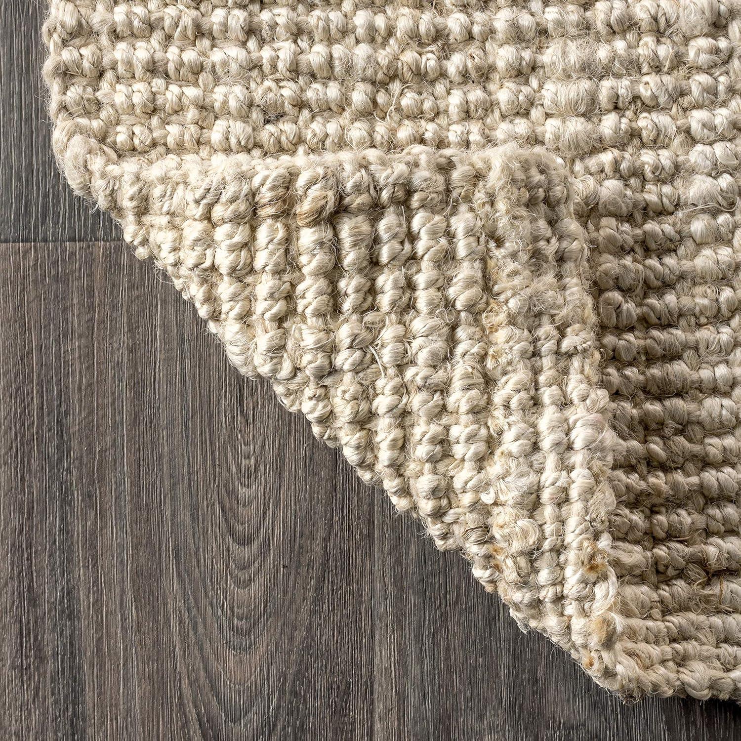 Ivory Braided Chunky Jute 2'x8' Reversible Runner Rug