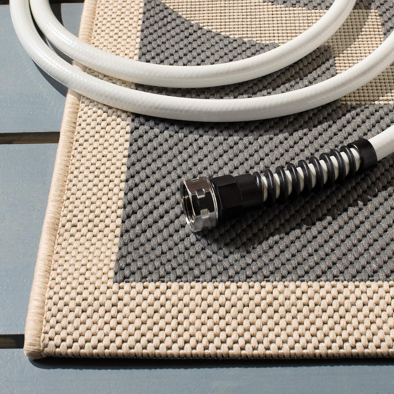 Courtyard CY6243 Power Loomed Indoor and Outdoor Area Rug - Grey/Beige - 7'10"x7'10" - Safavieh