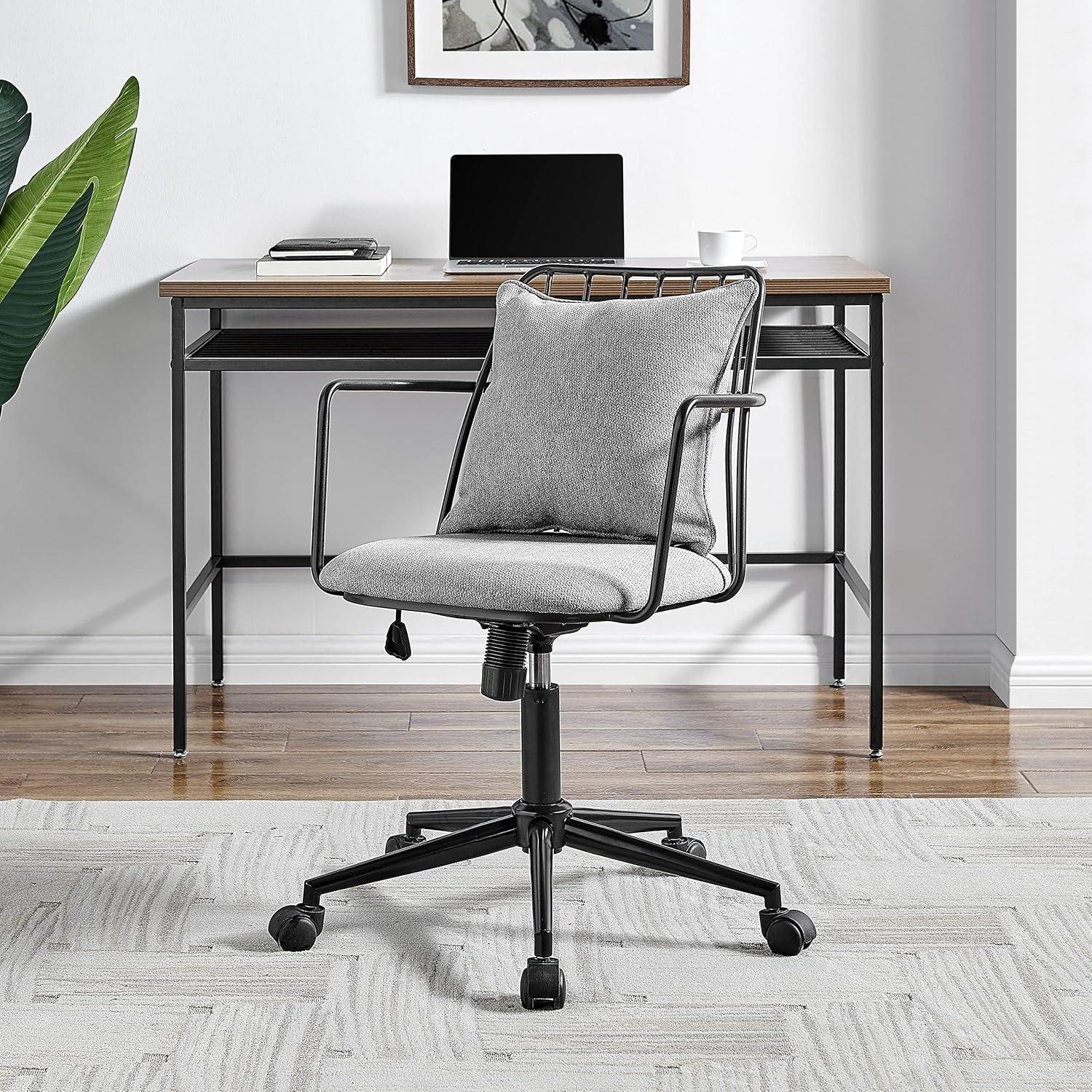 New Pacific Direct Edison KD 22.5" Fabric Office Chair in Strata Gray