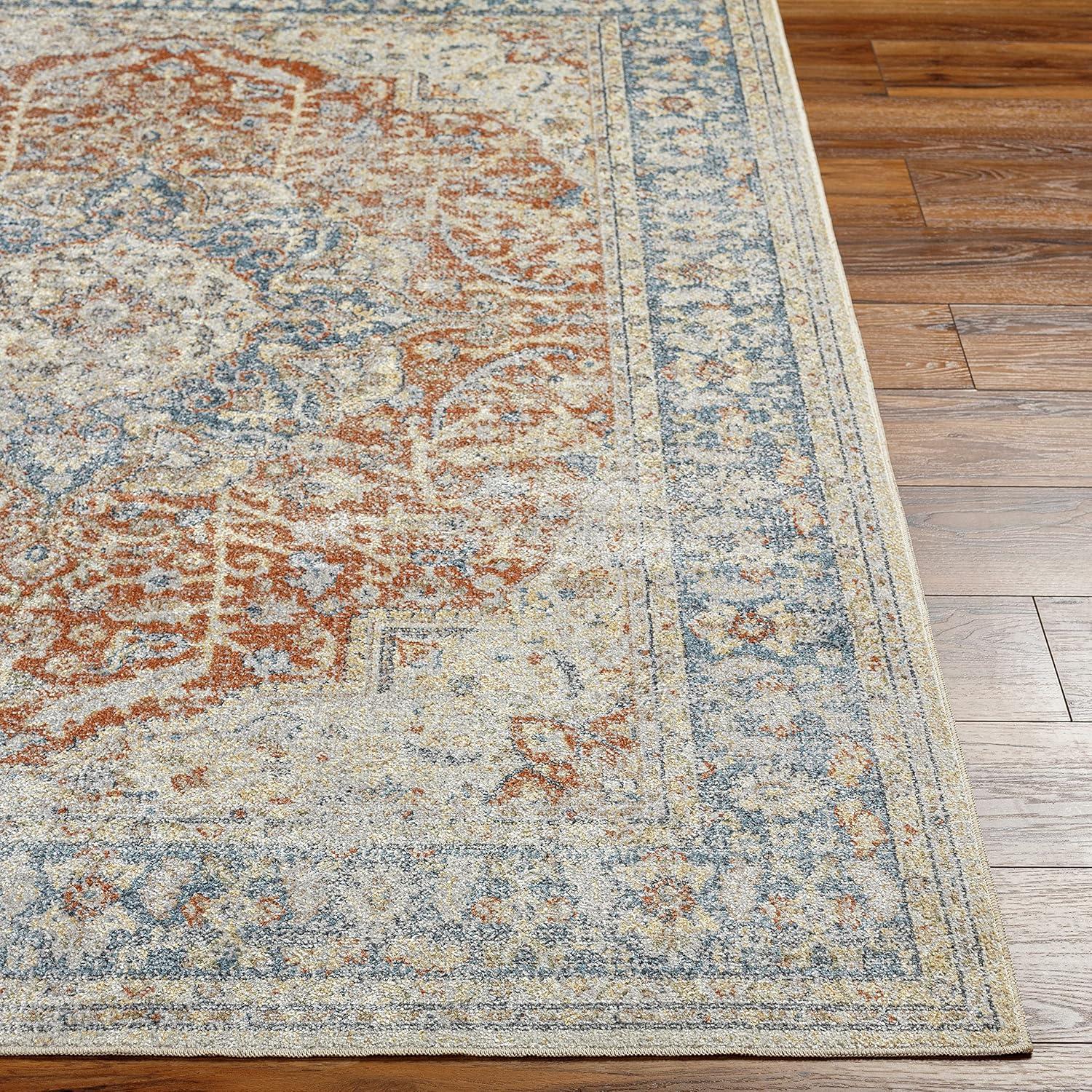 Easy-Care Handmade Blue Synthetic 8' x 10' Rectangular Rug