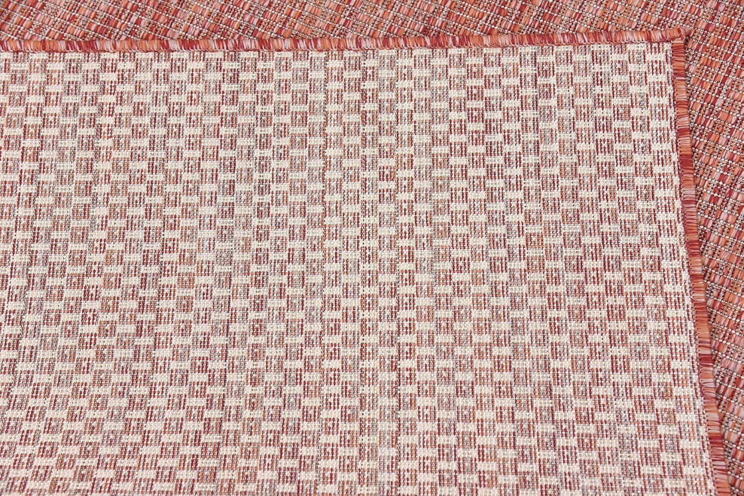 Rust Red Synthetic 4' x 6' Reversible Outdoor Rug