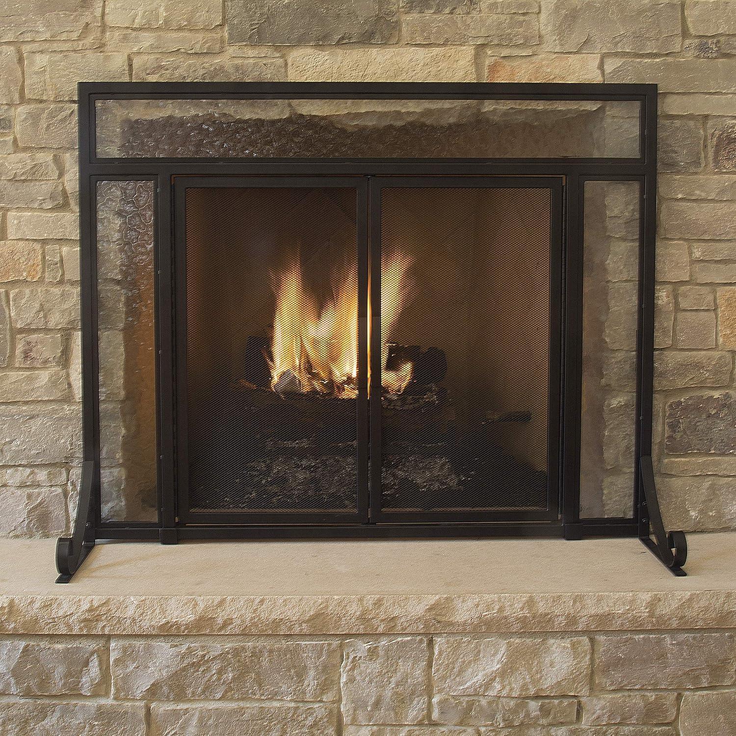 Pleasant Hearth Manchester Steel and Glass Fireplace Screen (Petite Size)