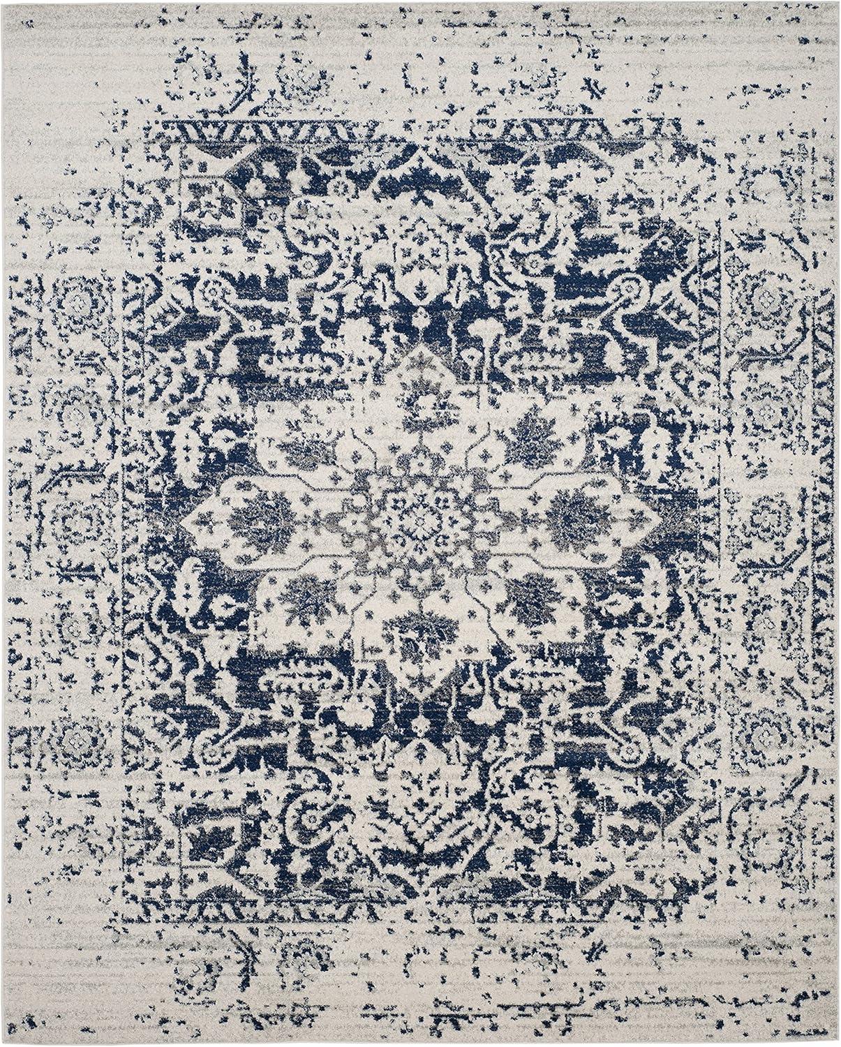 Madison Cream and Navy 9' x 12' Medallion Area Rug