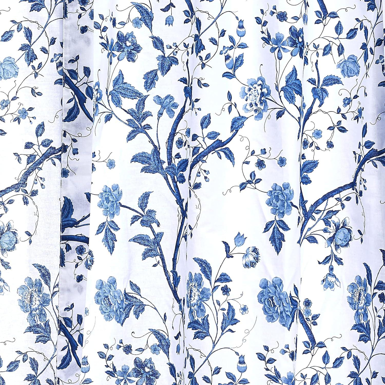 Elise Blue Floral Cotton Tie-Up Valance