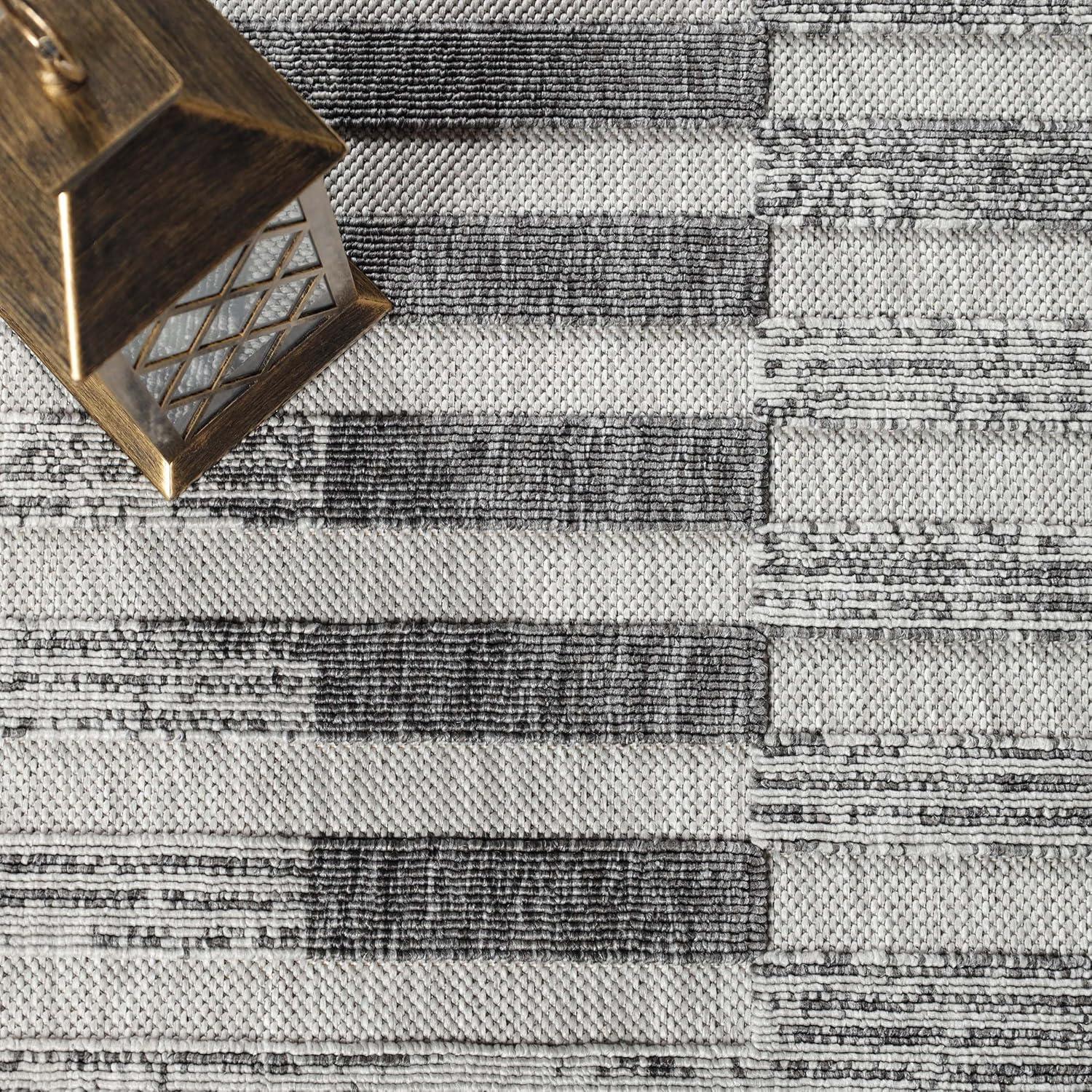 Superior Indoor Outdoor Area Rug, Perfect for Patio, Bedroom, Kitchen, Laundry Room, Entryway, Office, Playroom, Carpet Cover, Geometric Contemporary Stripe, Grayson Collection, 5' 2" x 7' 2", Grey
