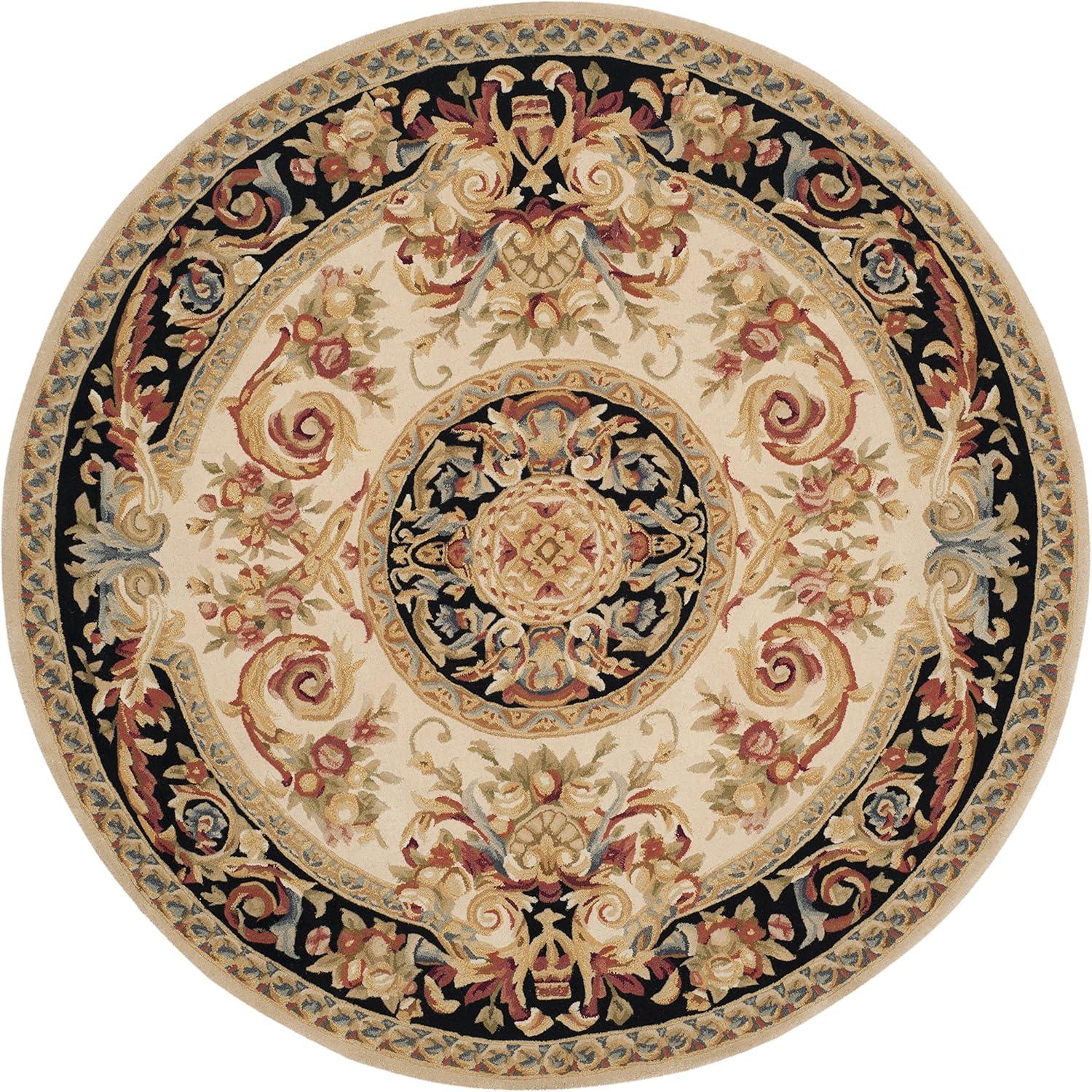 Savonnerie SAV206 Hand Tufted Area Rug - Ivory/Gold - 6' Round - Safavieh.