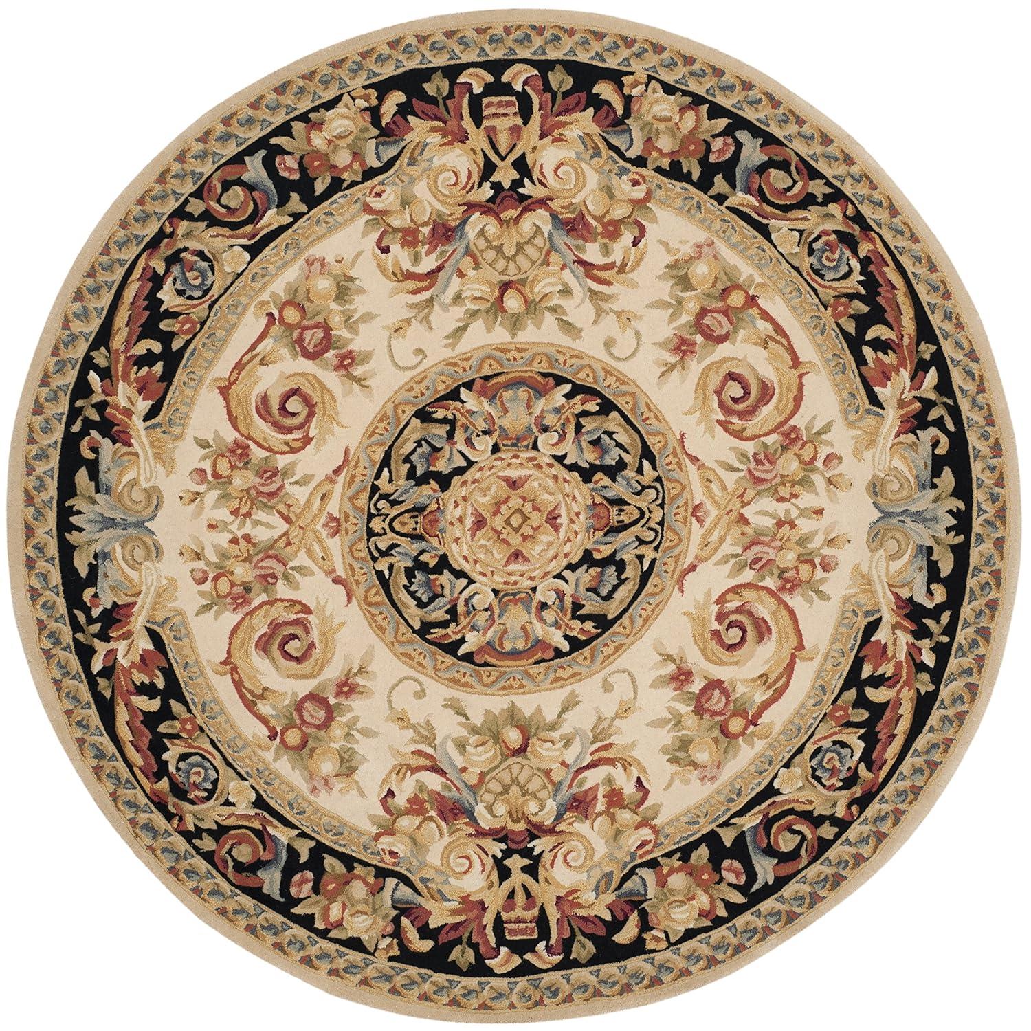 Savonnerie SAV206 Hand Tufted Area Rug - Ivory/Gold - 6' Round - Safavieh.