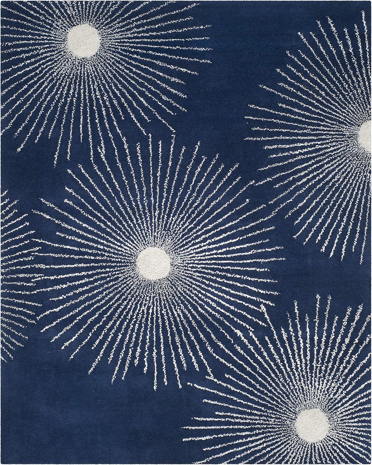 Soho SOH712 Hand Tufted Area Rug - Dark Blue/Ivory - 5'x8' - Safavieh.
