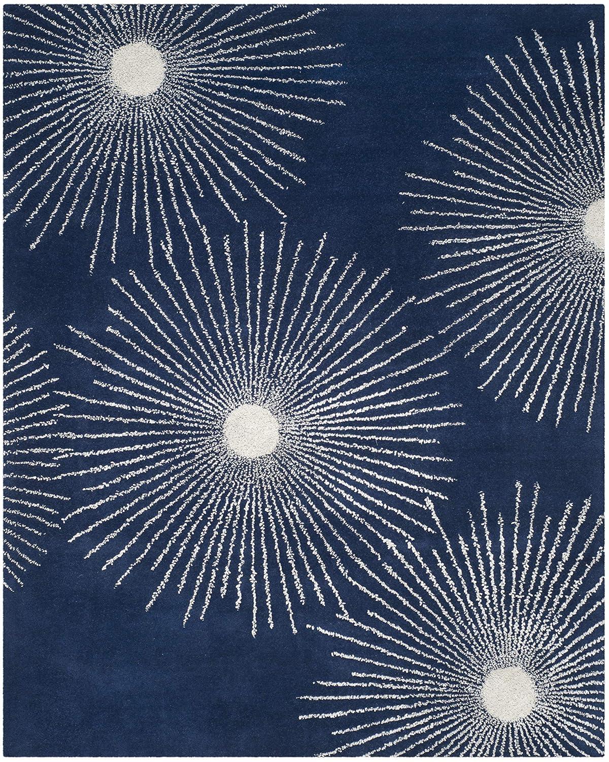 Soho SOH712 Hand Tufted Area Rug - Dark Blue/Ivory - 5'x8' - Safavieh.