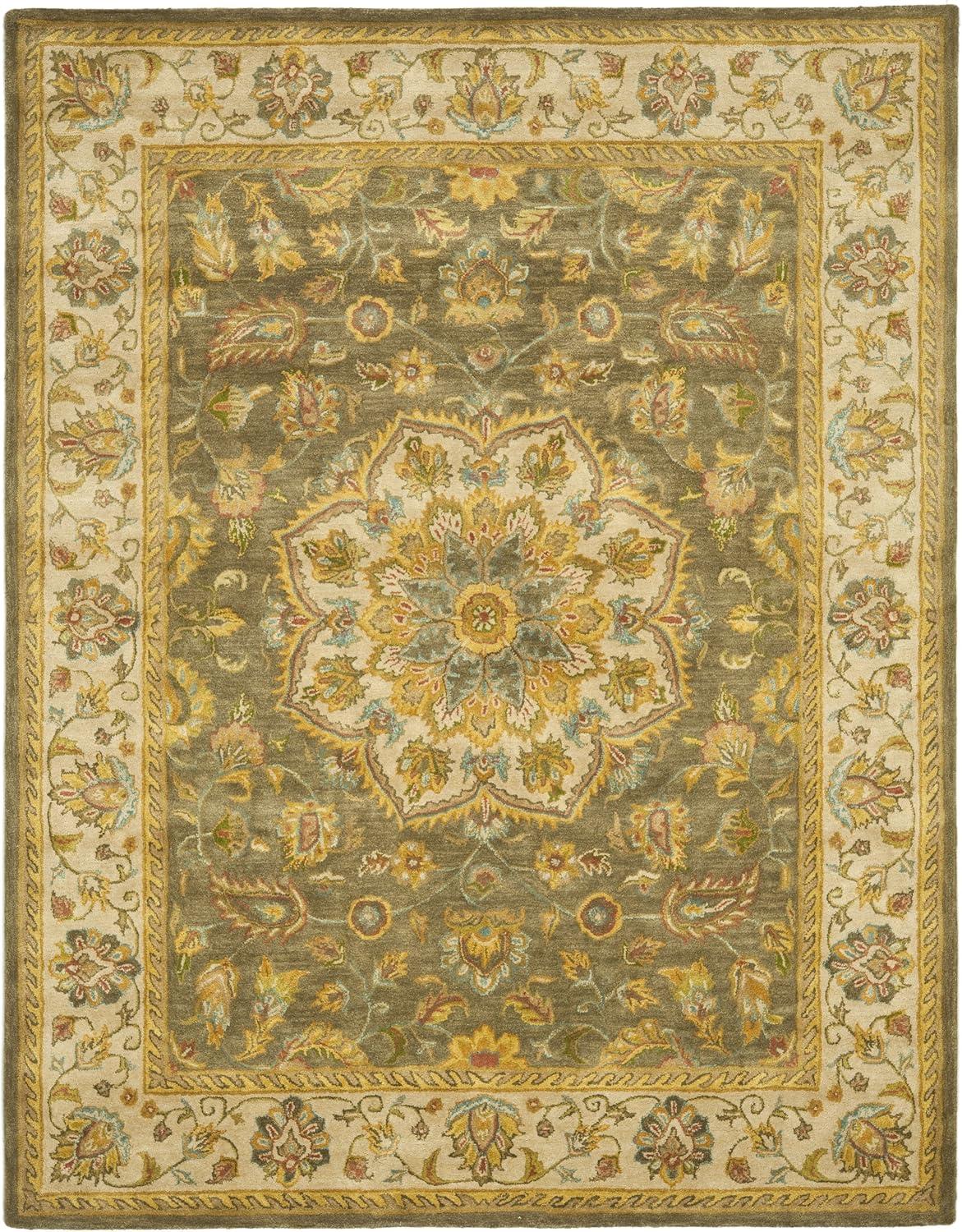 SAFAVIEH Heritage Lennox Traditional Wool Area Rug, Green/Taupe, 9' x 12'