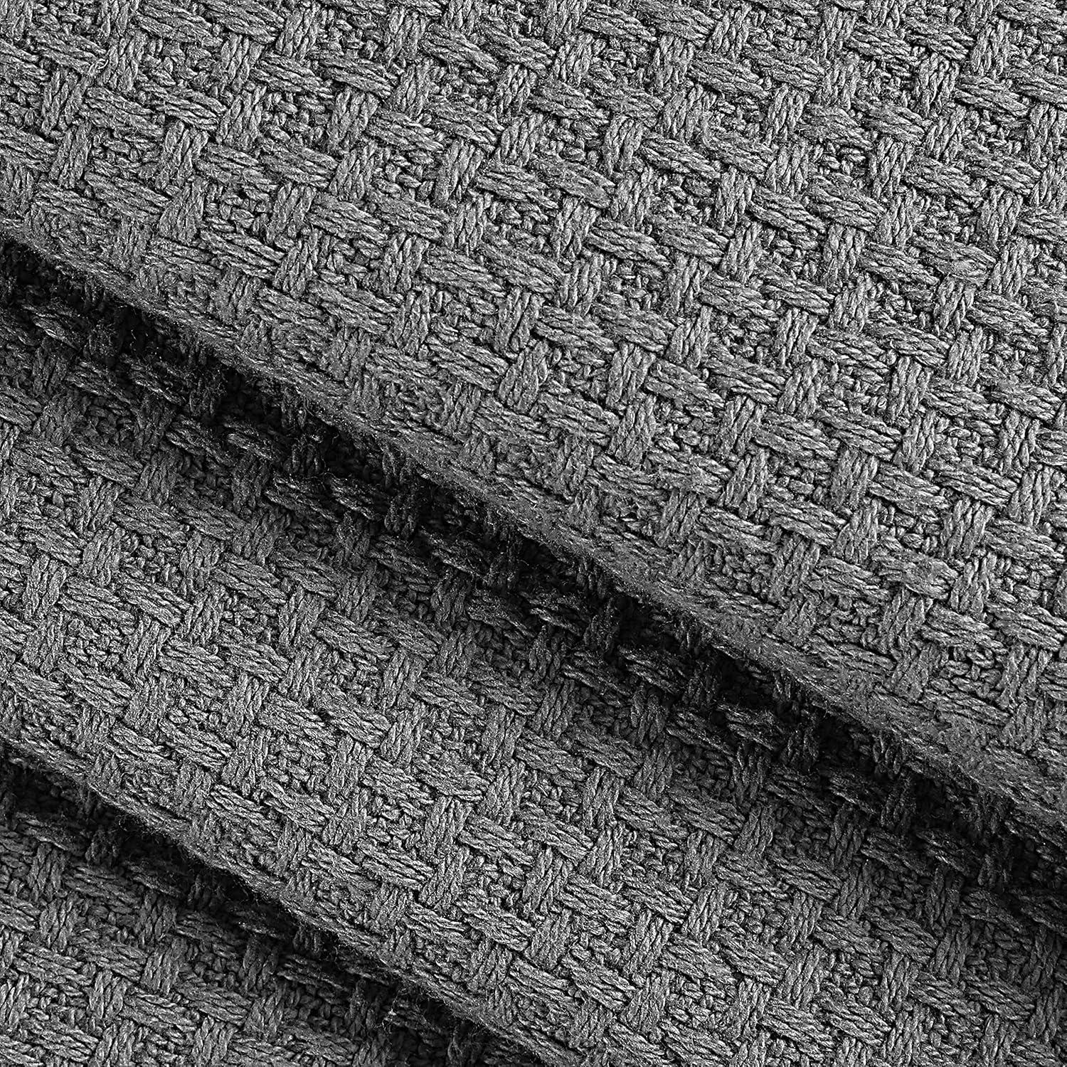 BELIZZI HOME 100% Cotton Bed Blanket, Breathable Thermal Blanket King Size, Soft Chevron 90''x102'', Perfect for Layering Any All Season, Charcoal Grey