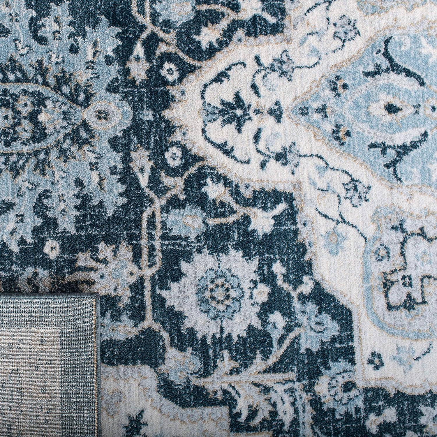 Isabella ISA936 Power Loomed Area Rug - Navy/Creme - 4'x6' - Safavieh