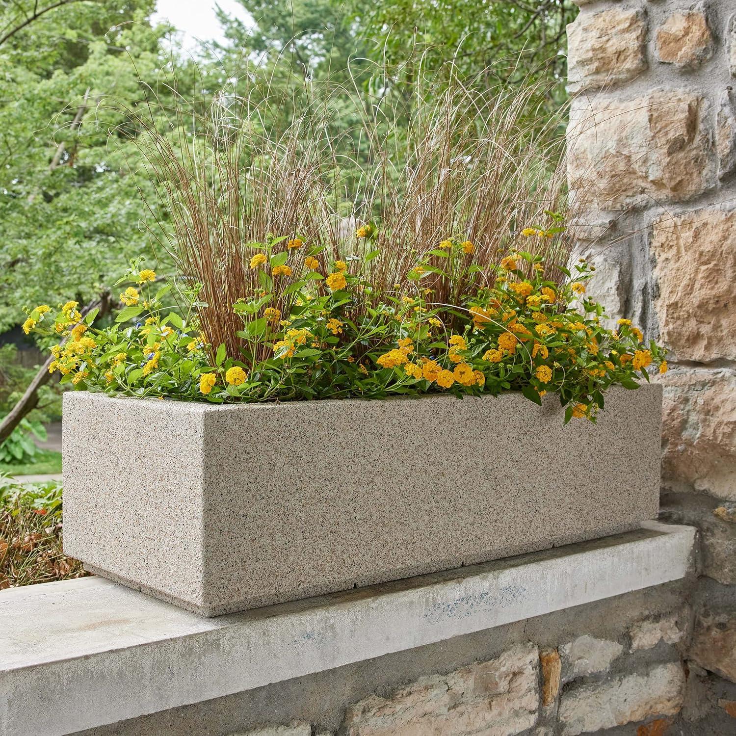 Sandstone Granite Extra Large Rectangular Polymer Planter