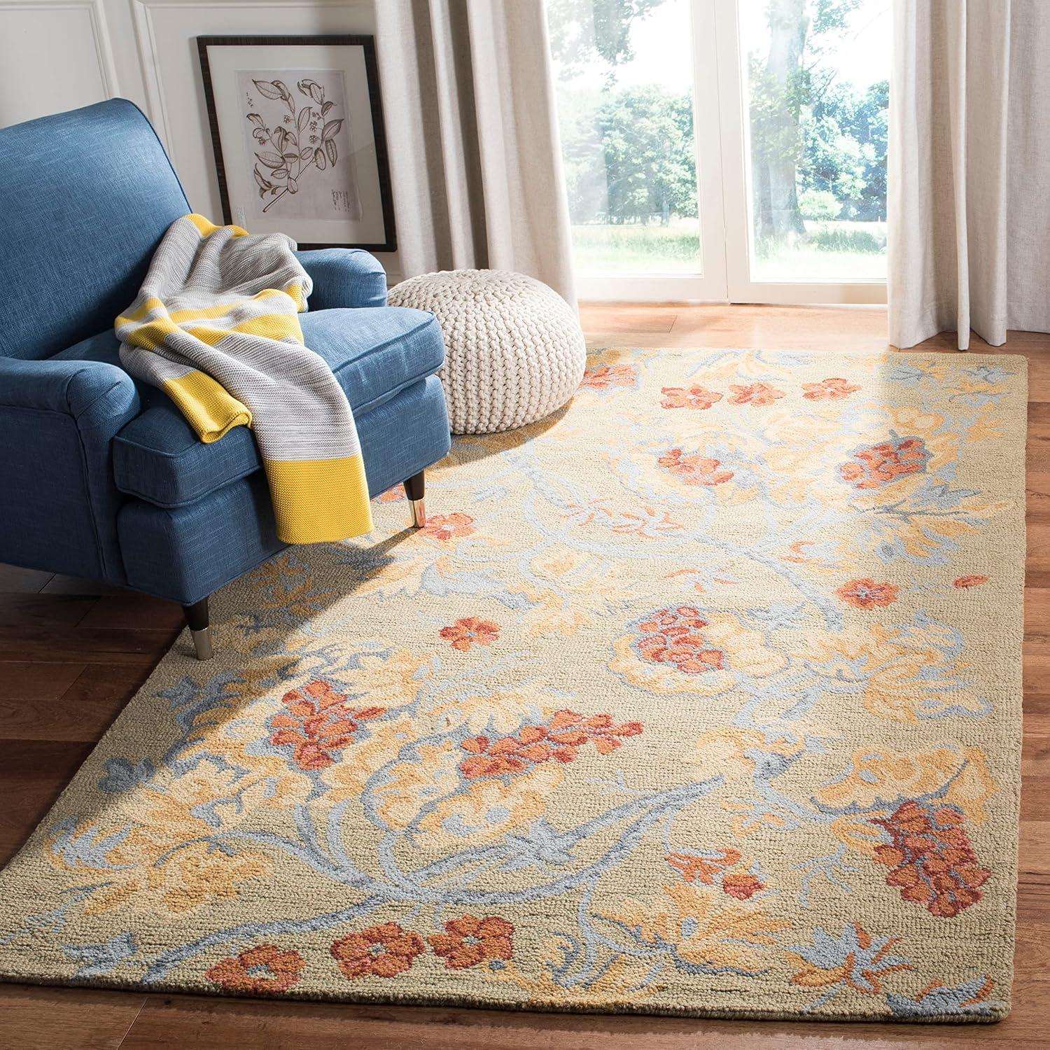 Country Casual Blossom Beige Multi Wool 2'3" x 6' Runner Rug