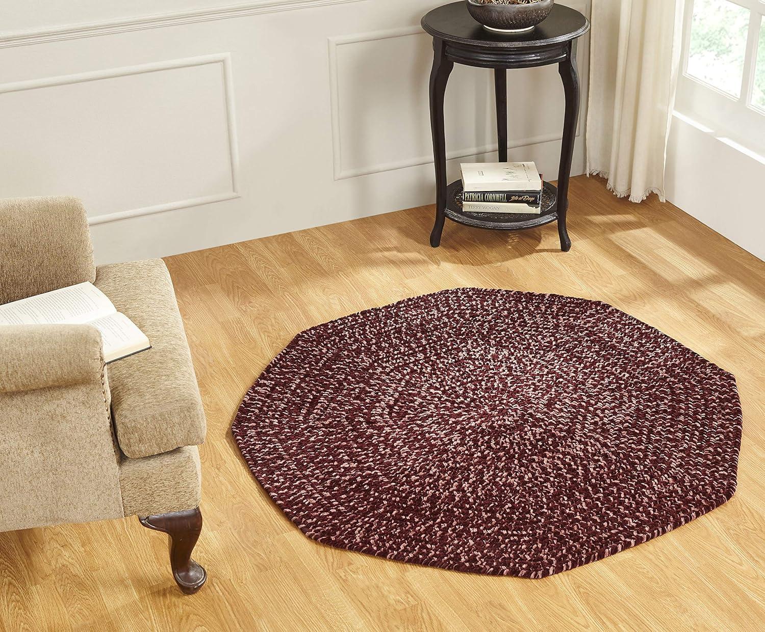 Better Trends Chenille Tweed Polyester 72" Octagonal Rug, Indoor Use, for Adult - Burgundy/Mauve