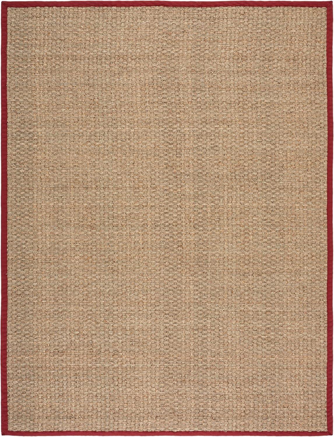 SAFAVIEH Natural Fiber Arbor Border Area Rug, Natural/Red, 9' x 12'