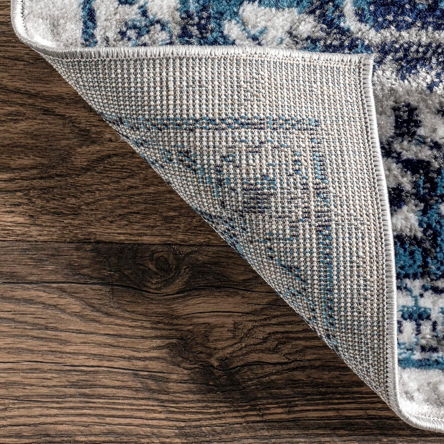 Nuloom Maryanne Geometric 9x12 Indoor Area Rug for Living Room Bedroom Dining Room Kitchen, Blue/Ivory
